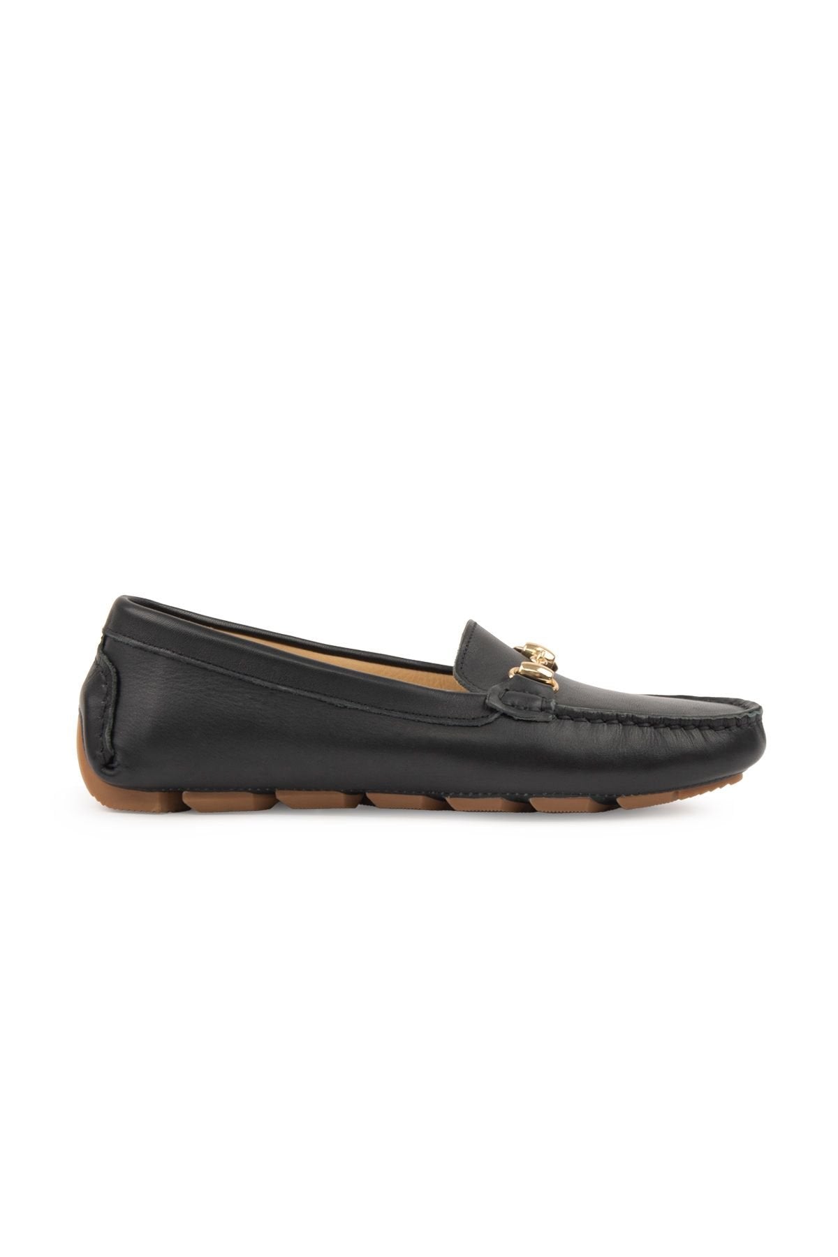 Pegia Leather Women's Buckled Loafers 700913  - Black
