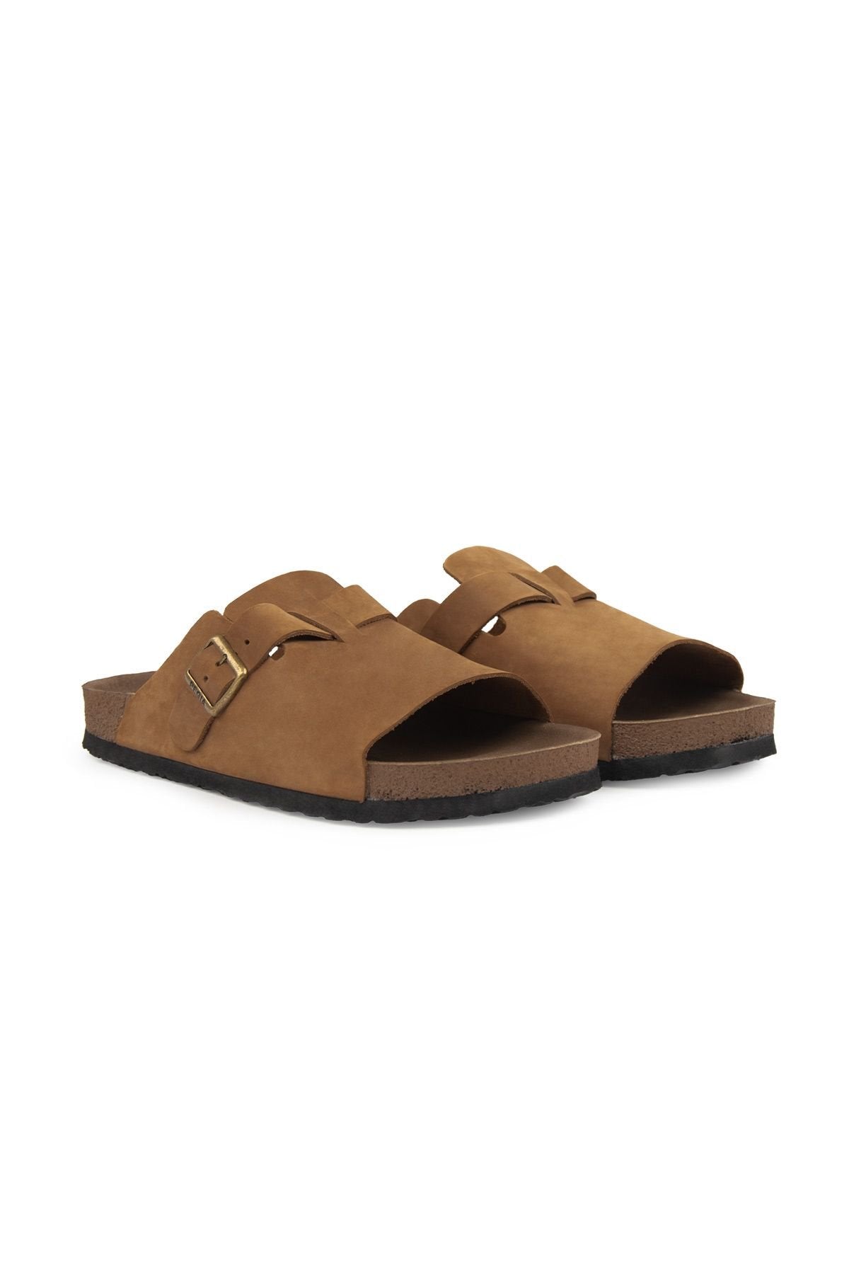 Pegia Women's Leather Buckled Slippers 215546  - Chestnut