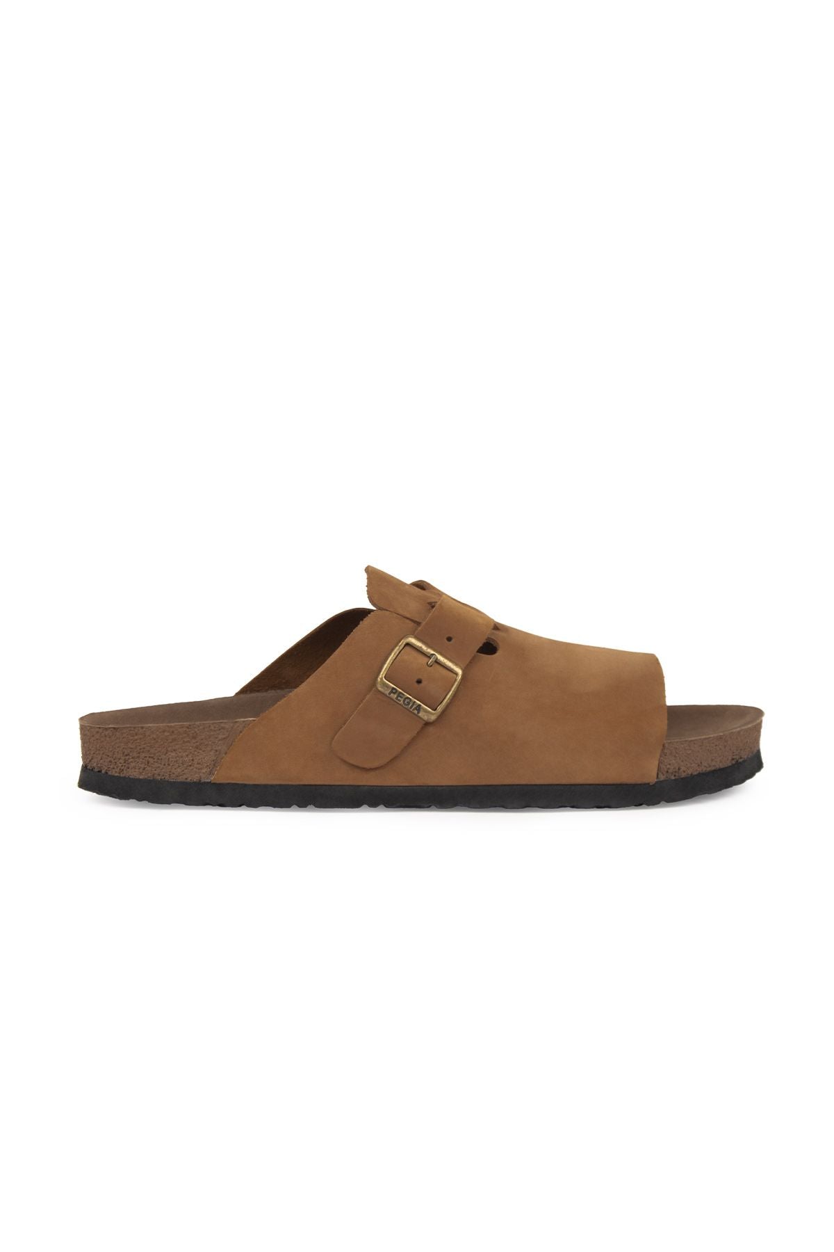 Pegia Women's Leather Buckled Slippers 215546  - Chestnut