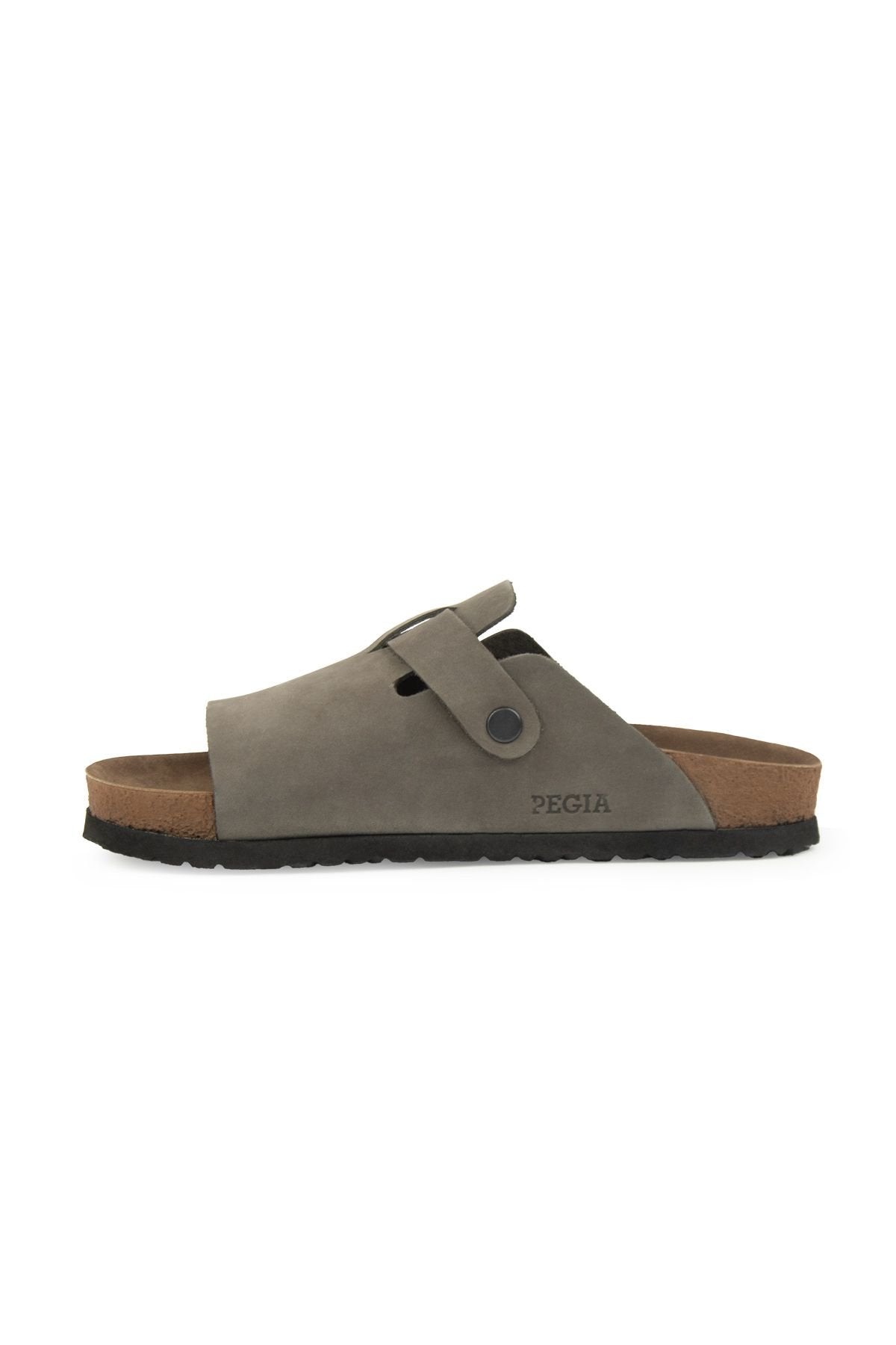 Pegia Women's Leather Buckled Slippers 215546  - Grey