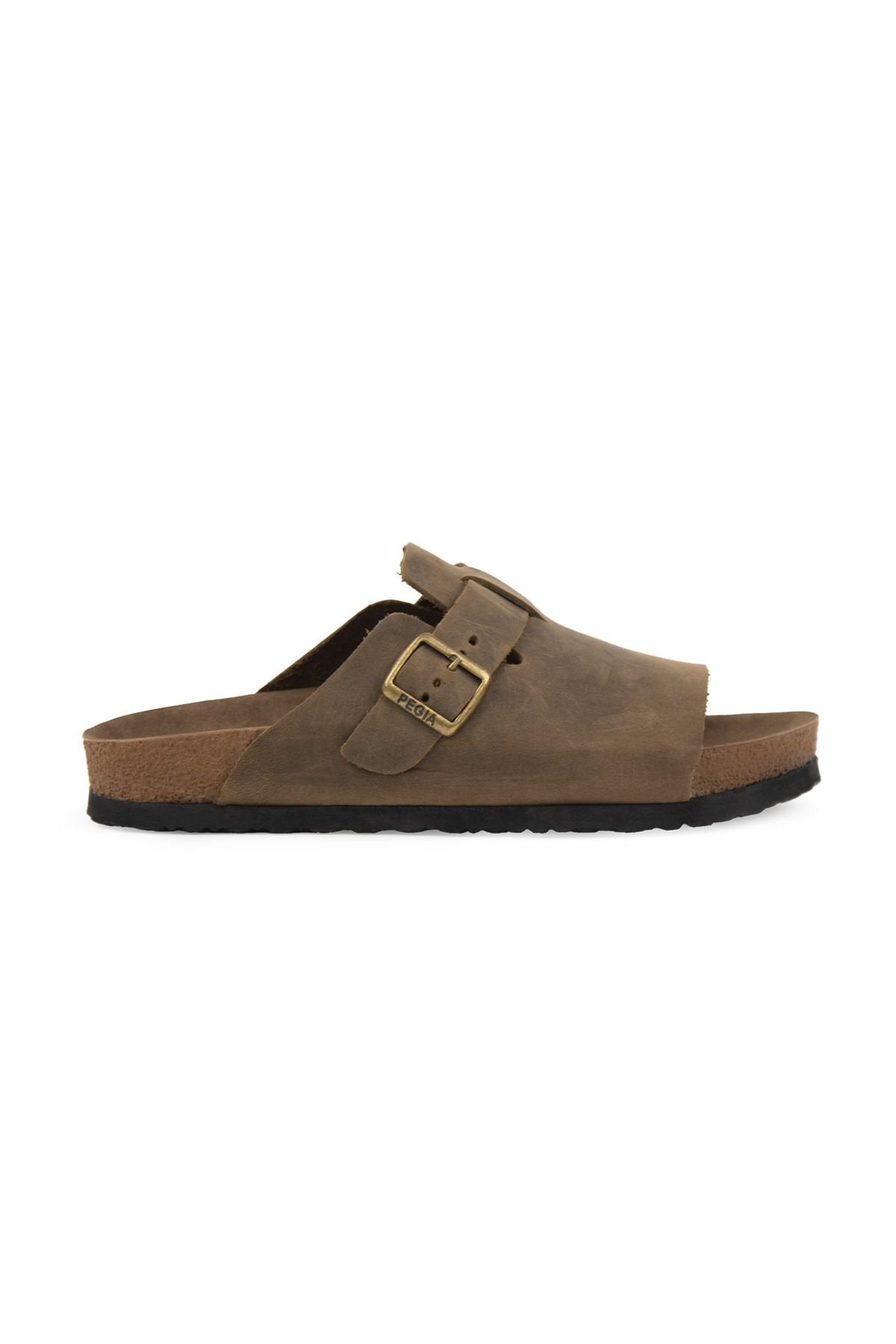 Pegia Women's Leather Buckled Slippers 215546  - Stone