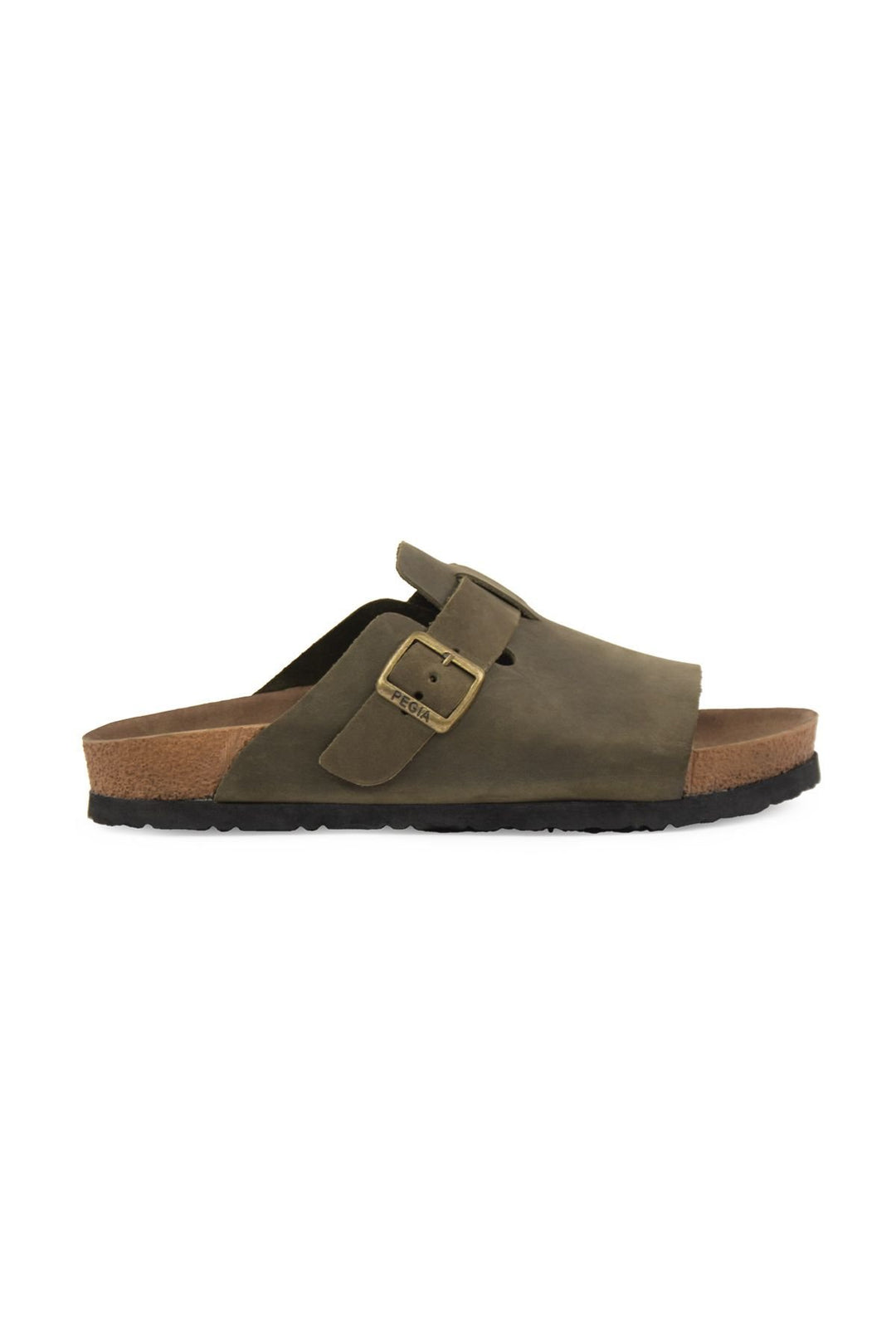 Pegia Women's Leather Buckled Slippers 215546  - Khaki