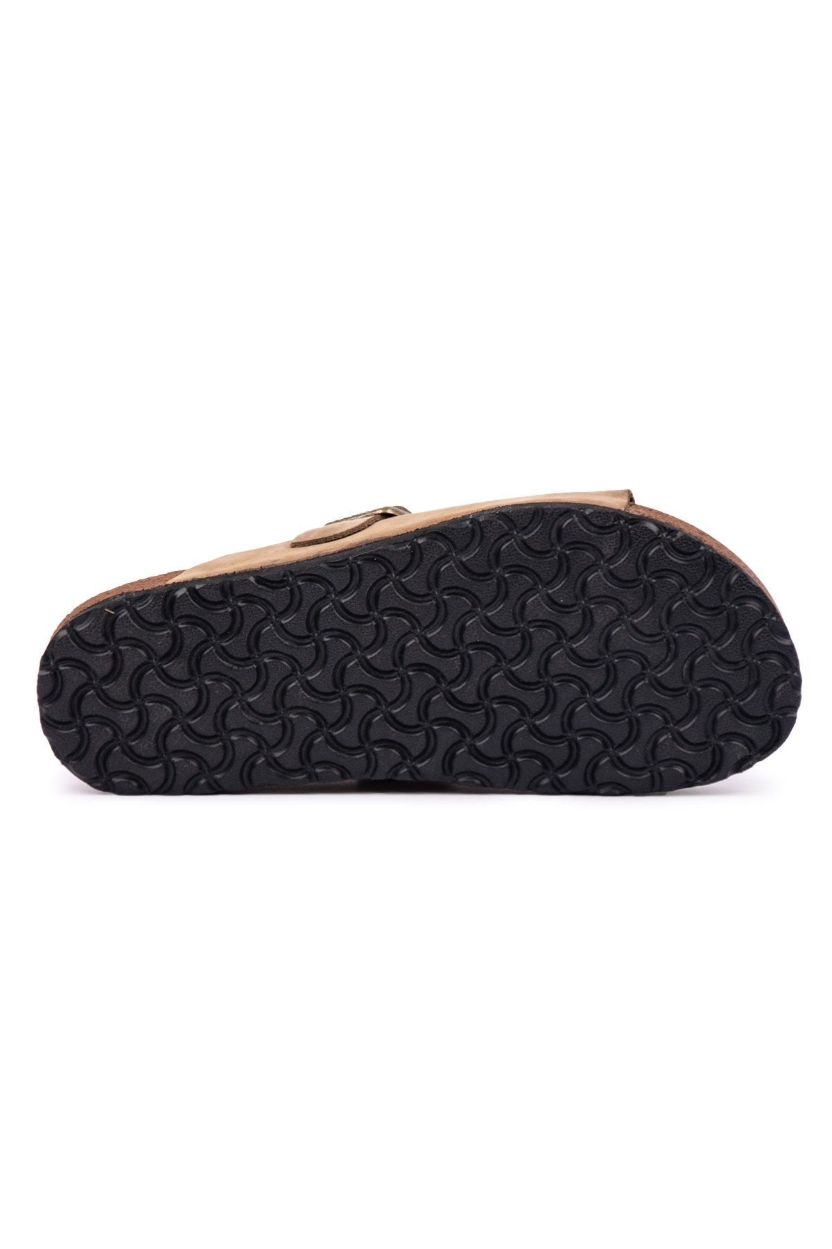 Pegia Women's Leather Buckled Slippers 215546  - Latte