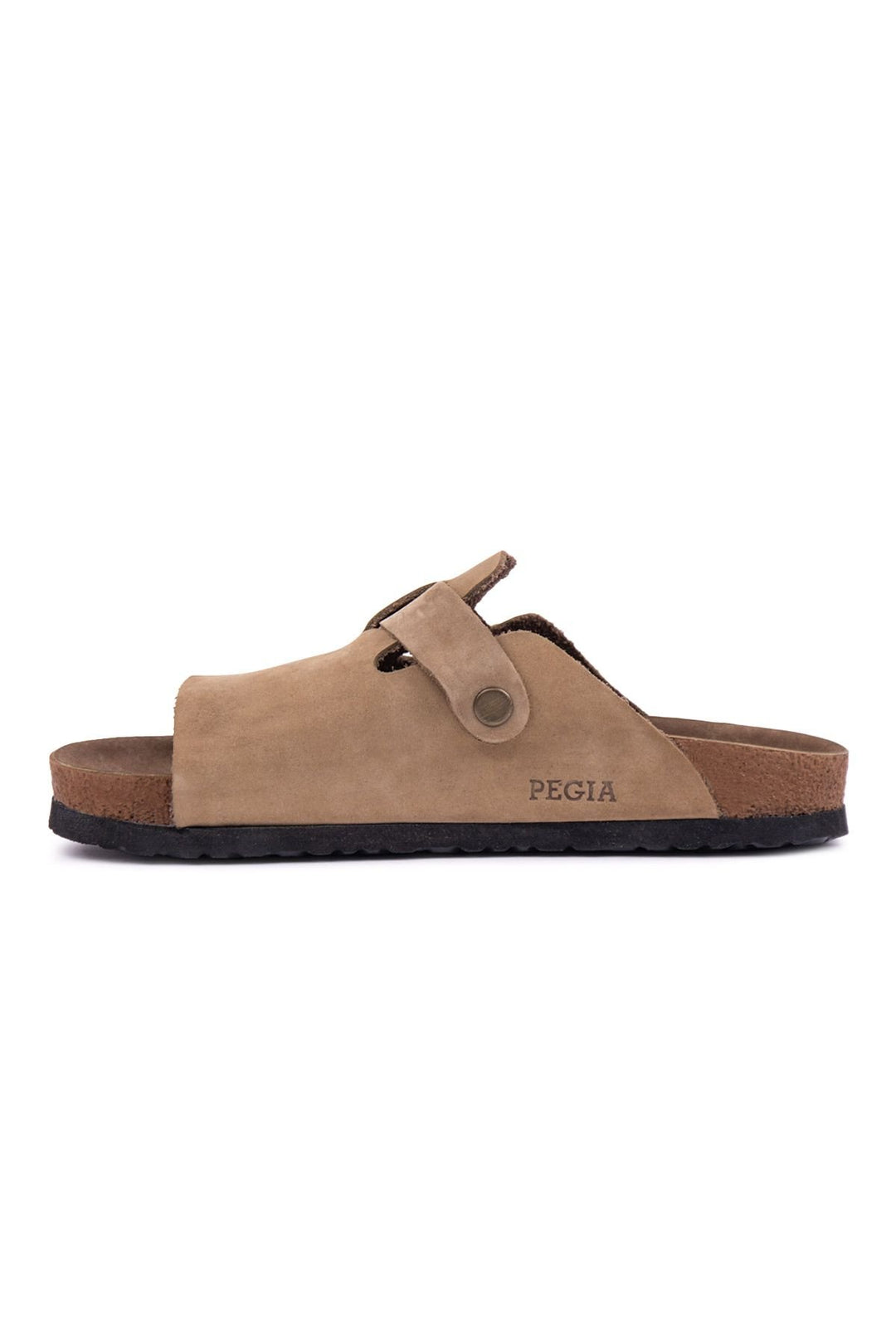 Pegia Women's Leather Buckled Slippers 215546  - Latte