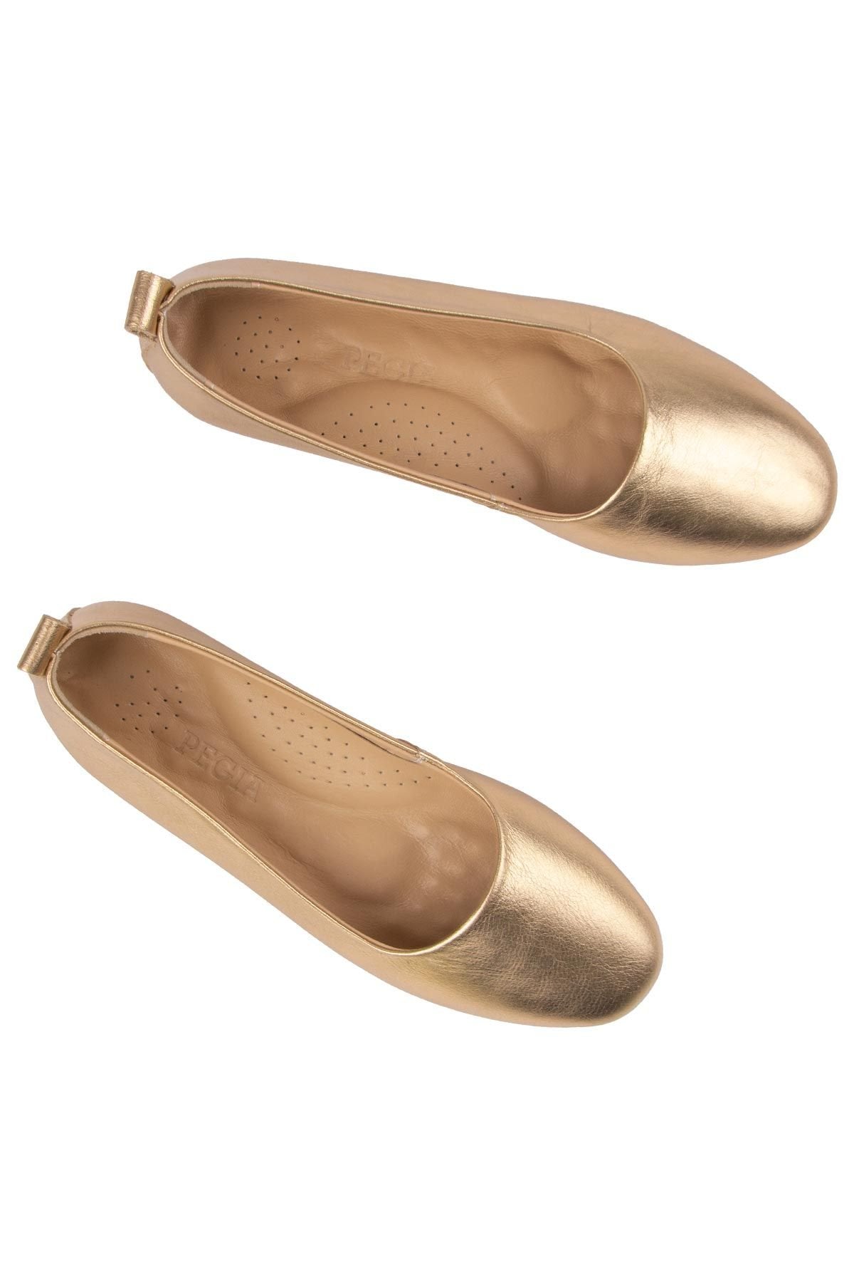 Pegia Genuine Leather Classic Flats DG6050  - Gold
