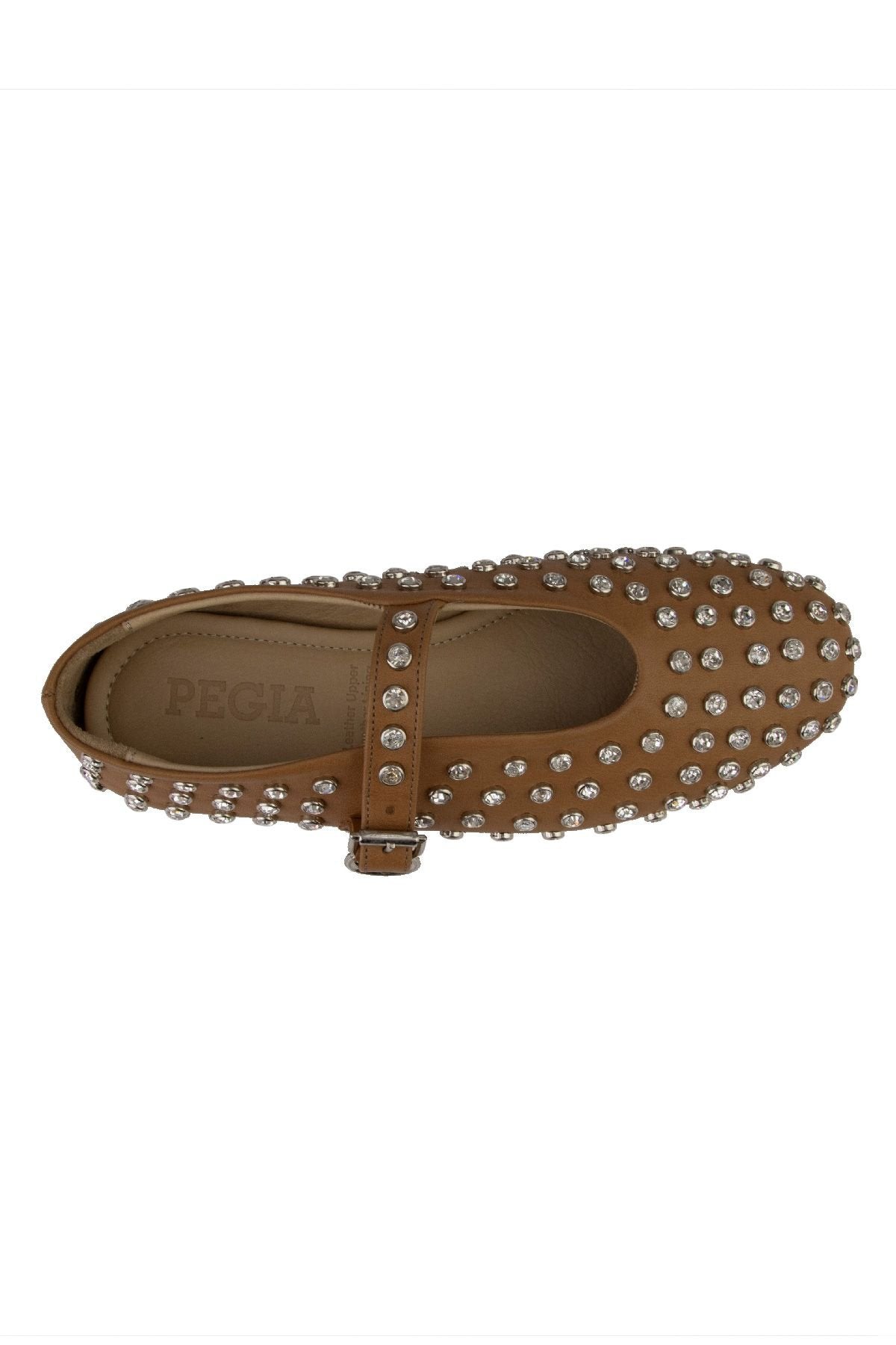 Pegia Women's Leather Ballet Shoes 700955  - Chestnut