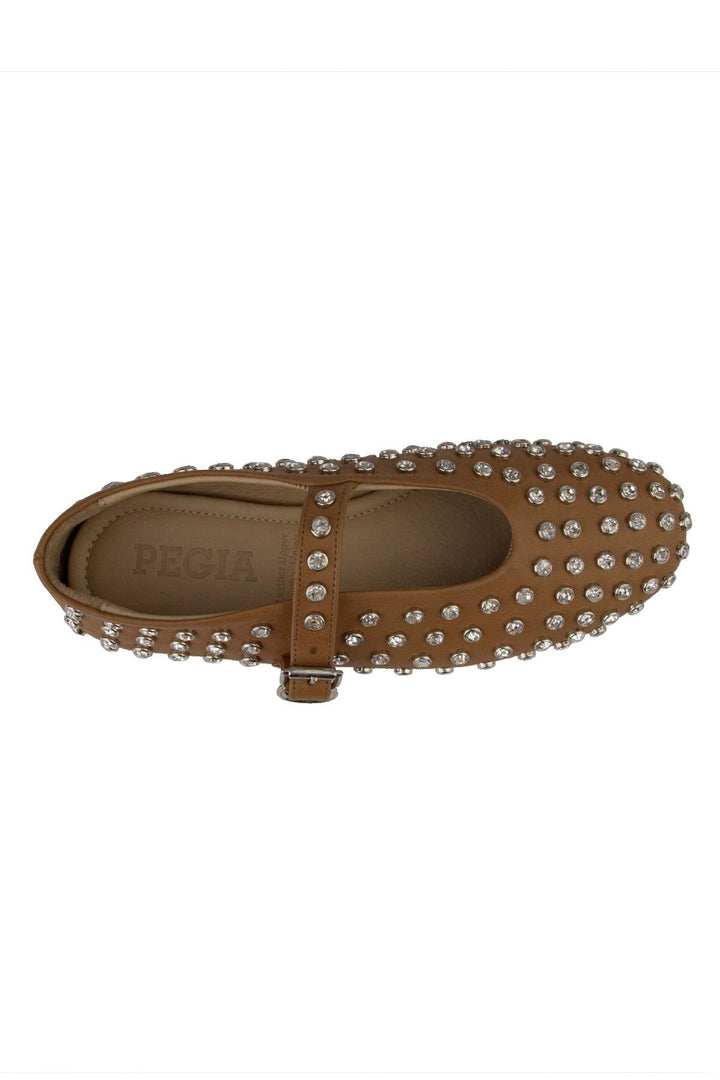 Pegia Women's Leather Ballet Shoes 700955  - Chestnut