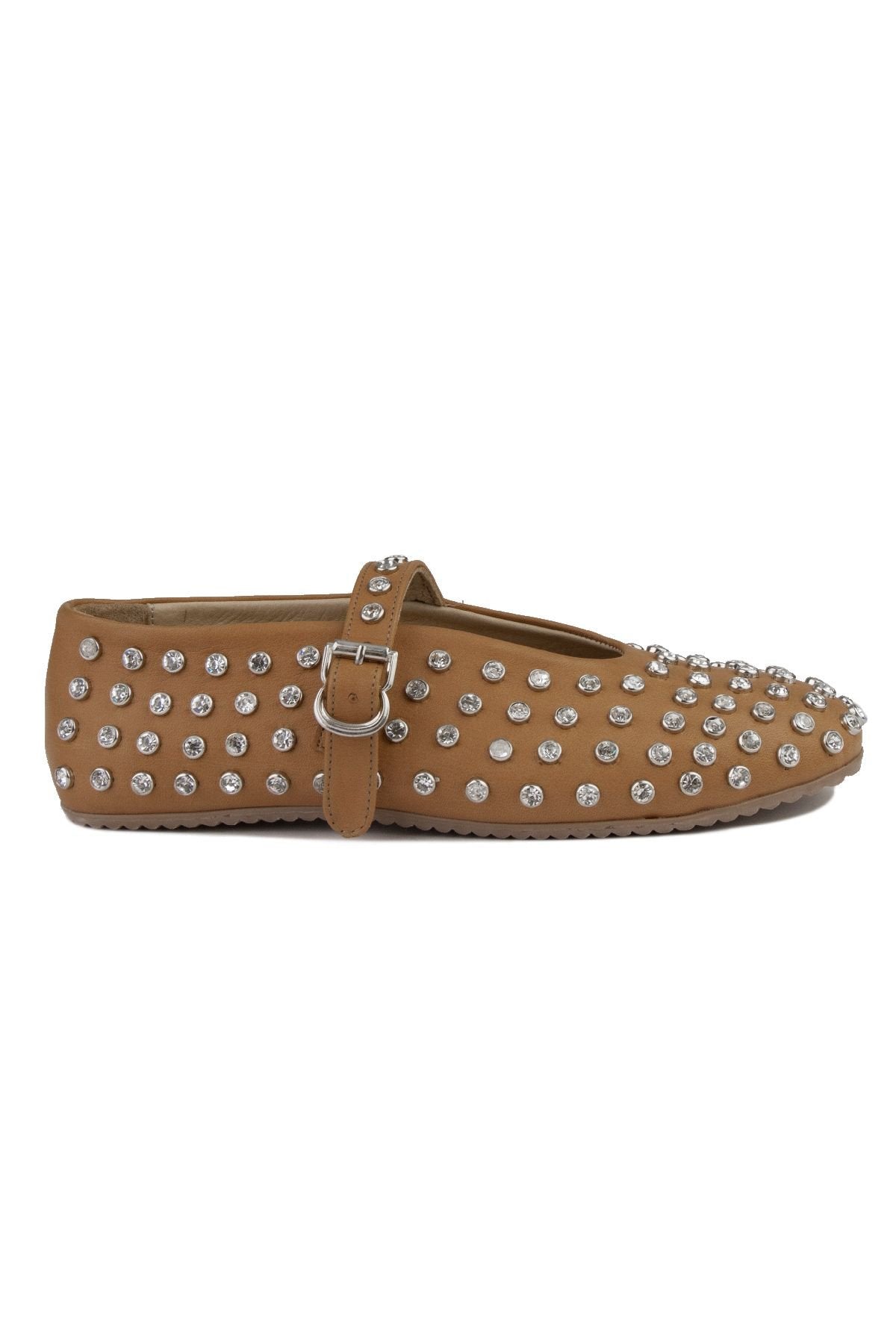 Pegia Women's Leather Ballet Shoes 700955  - Chestnut