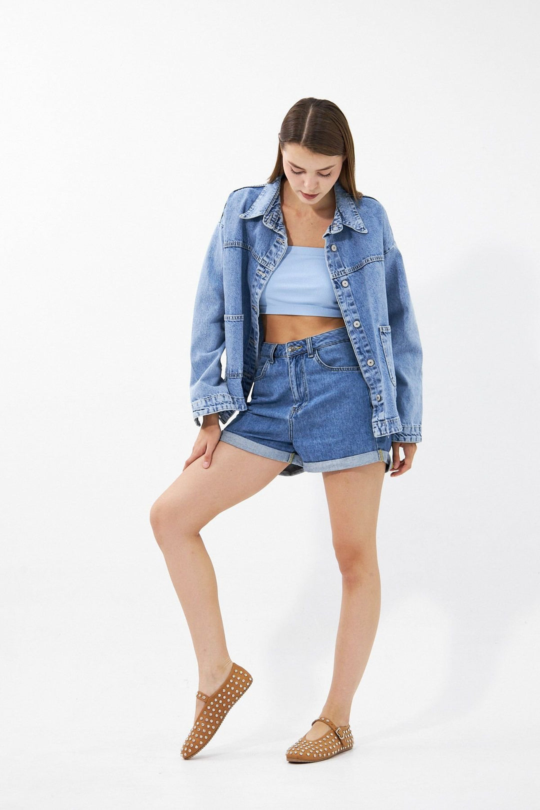 Pegia Women's Leather Ballet Shoes 700955  - Chestnut