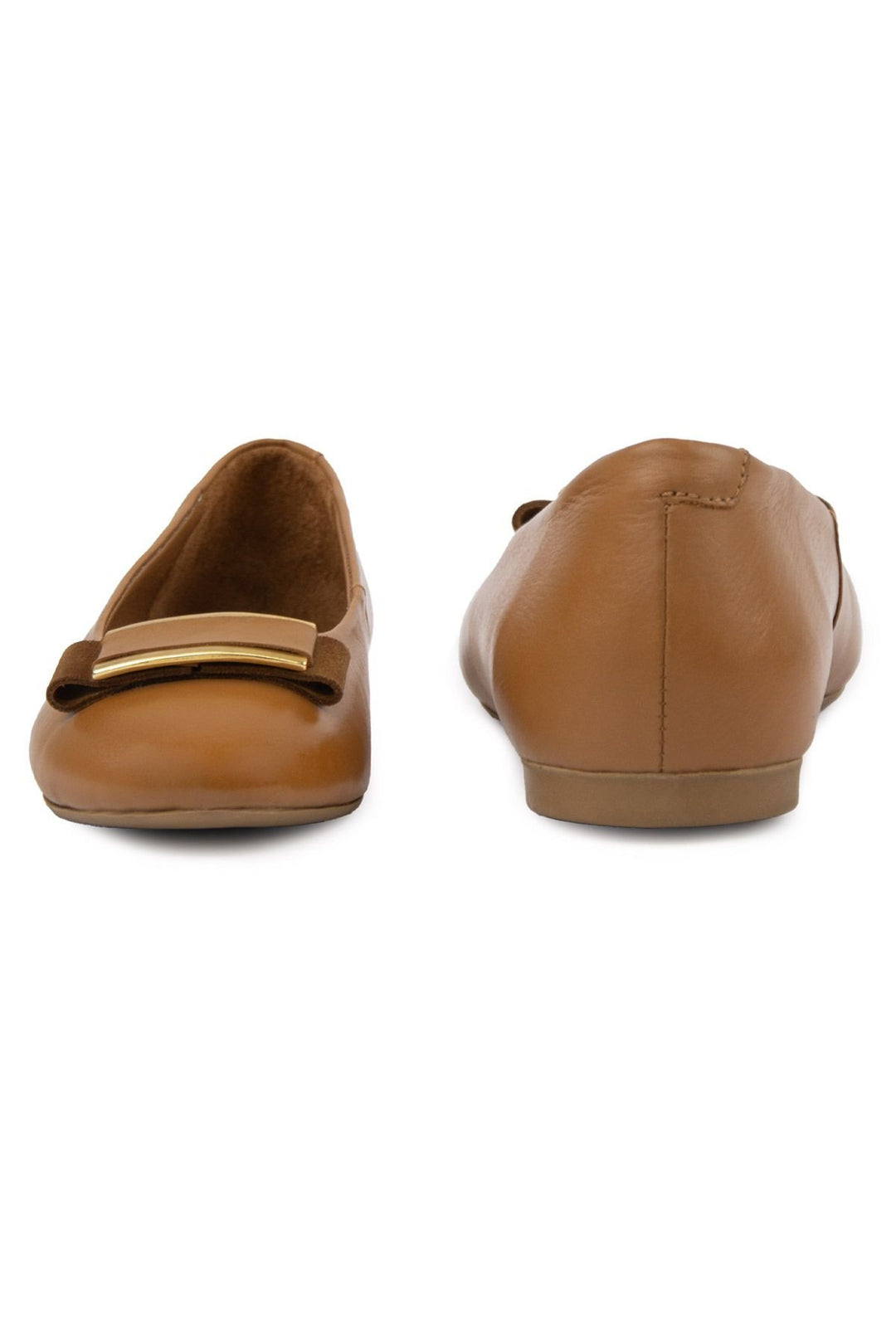 Pegia Genuine Leather Buckled Flats DG6048  - Chestnut