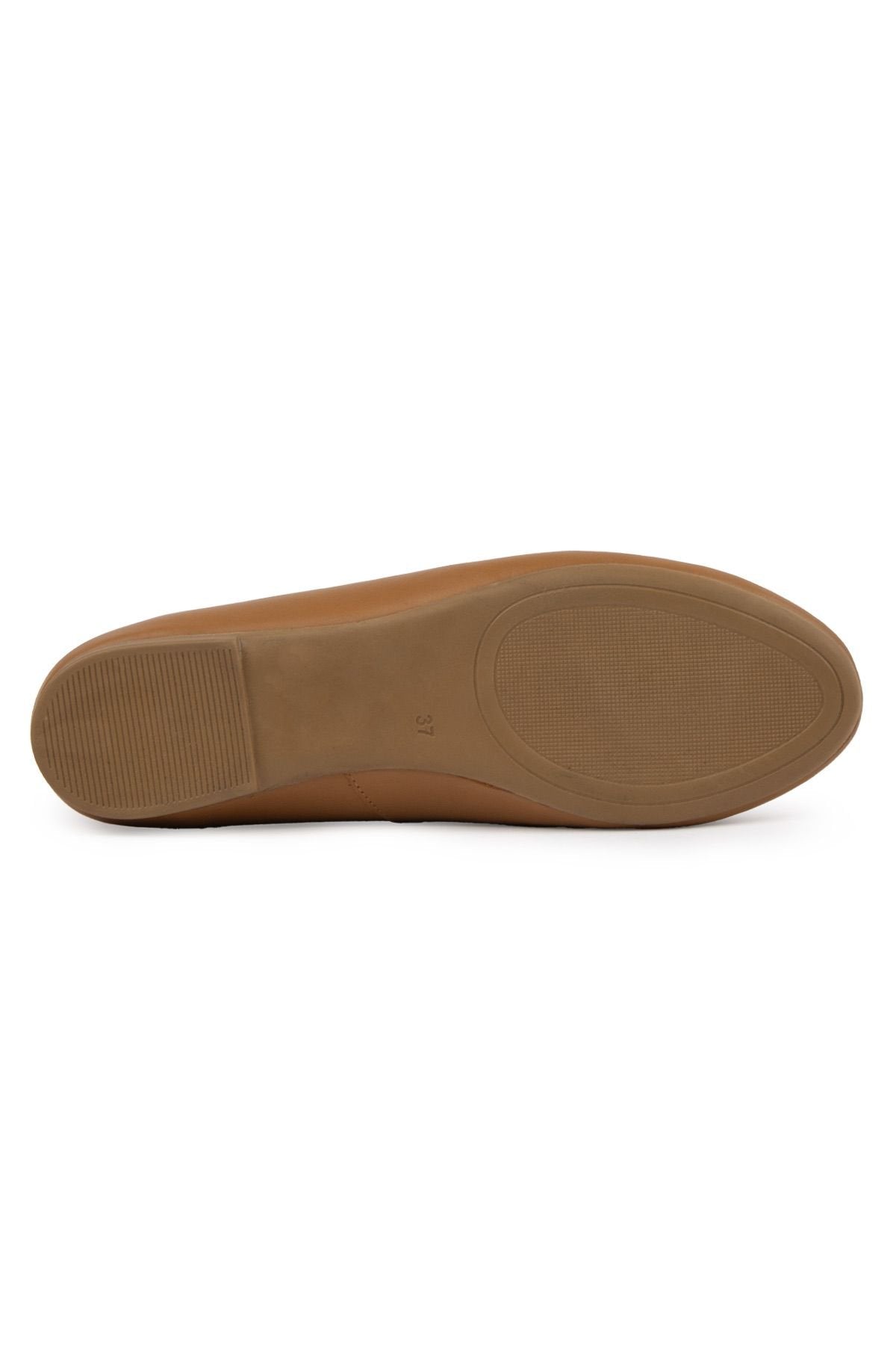 Pegia Genuine Leather Buckled Flats DG6048  - Chestnut
