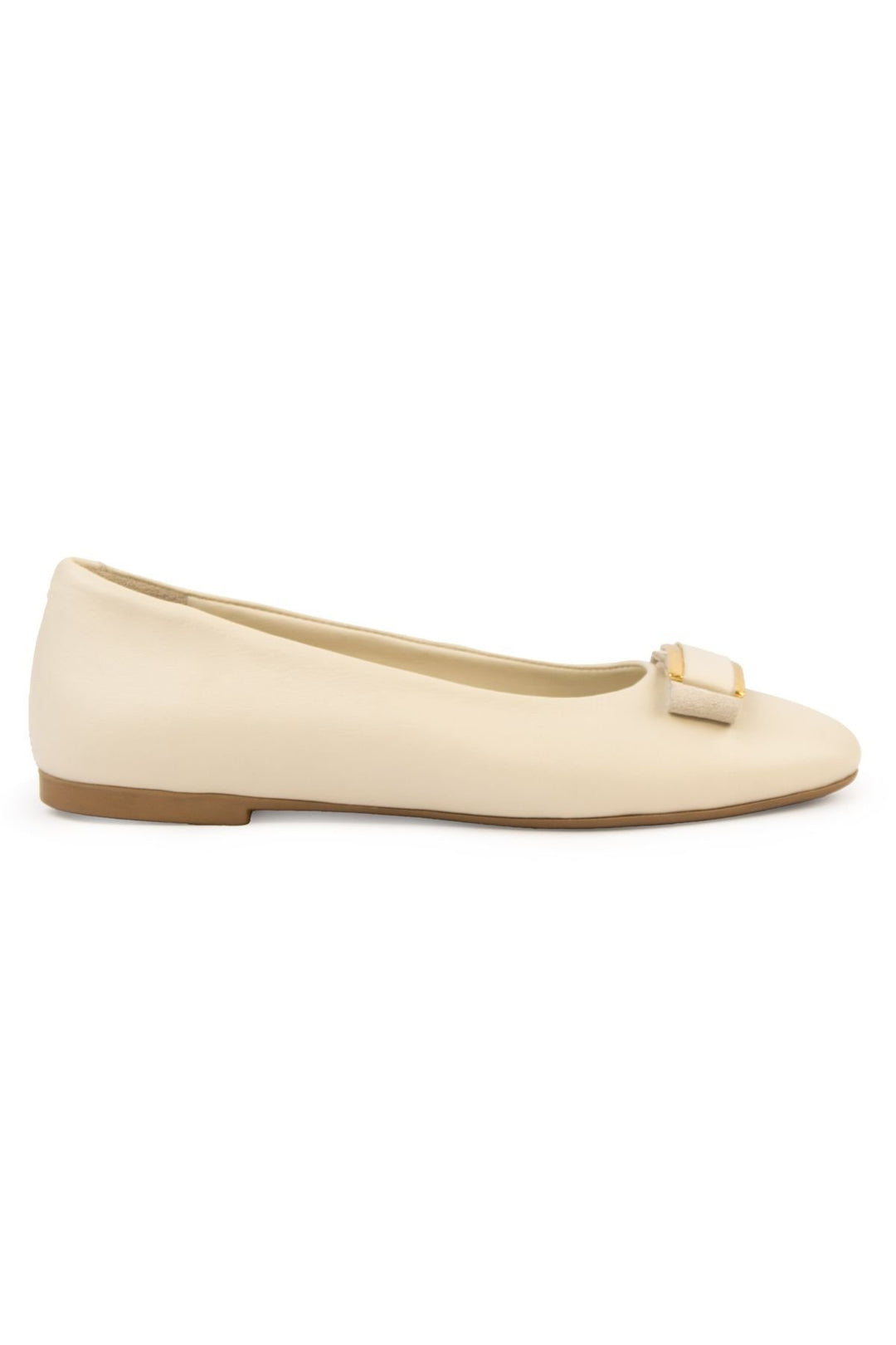 Pegia Genuine Leather Buckled Flats DG6048  - Beige