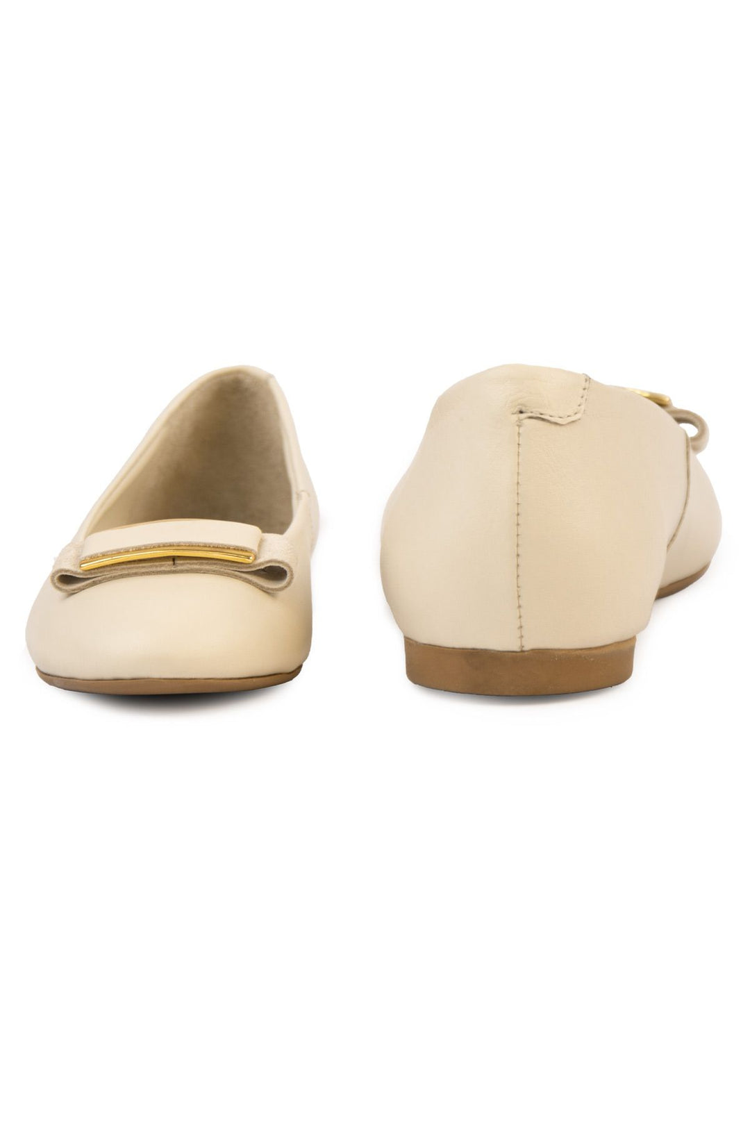 Pegia Genuine Leather Buckled Flats DG6048  - Beige