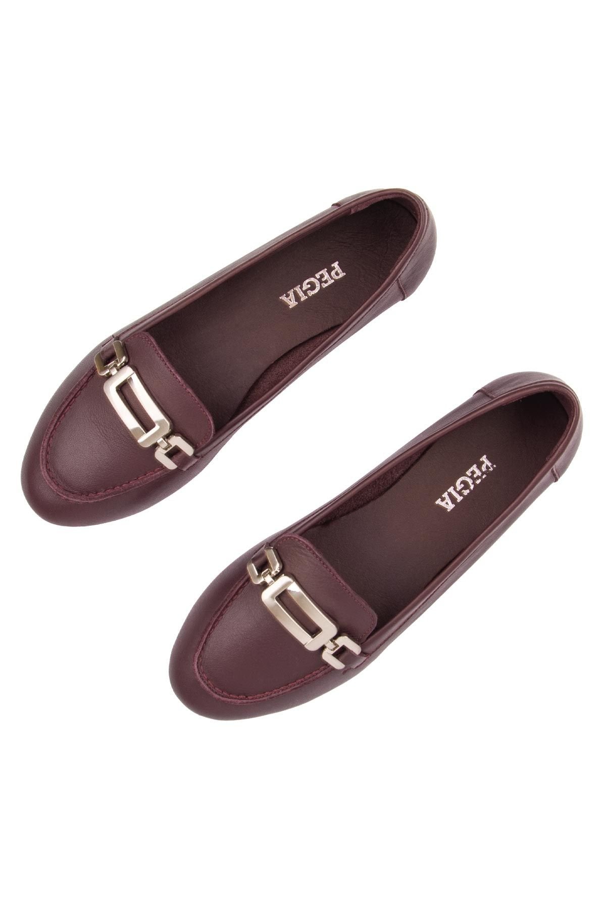 Pegia Genuine Leather Women's Loafers DG6045  - Burgundy