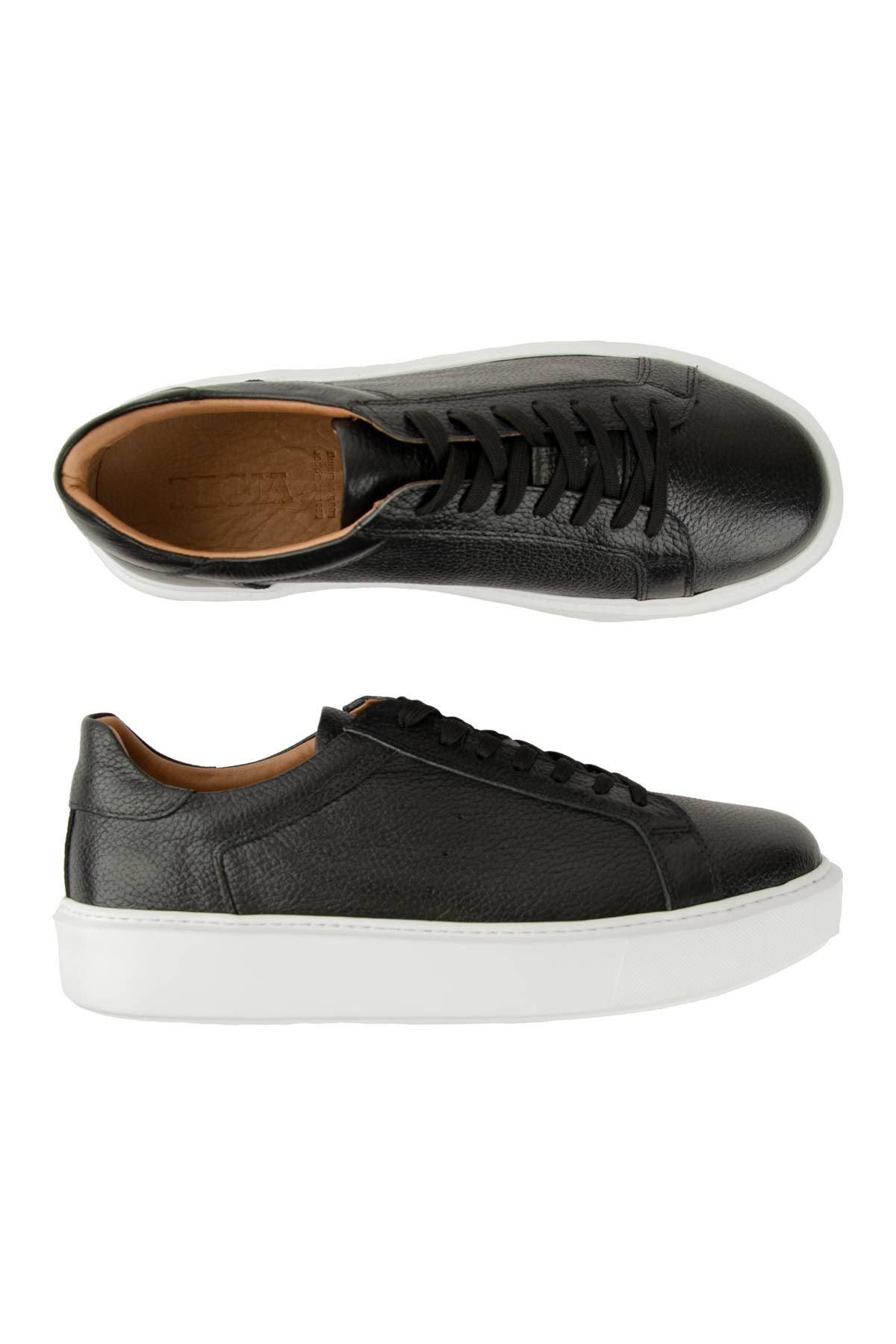 Pegia Genuine Floater Leather Sneaker 500975  - Black