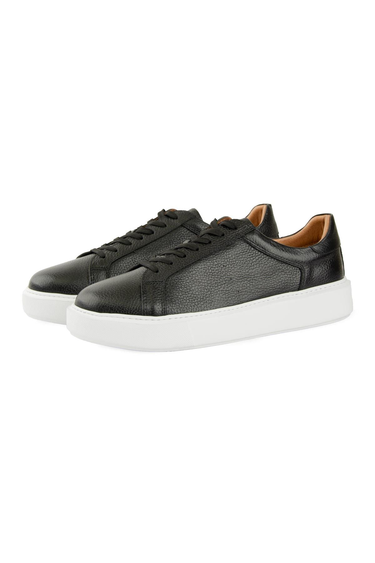 Pegia Genuine Floater Leather Sneaker 500975  - Black