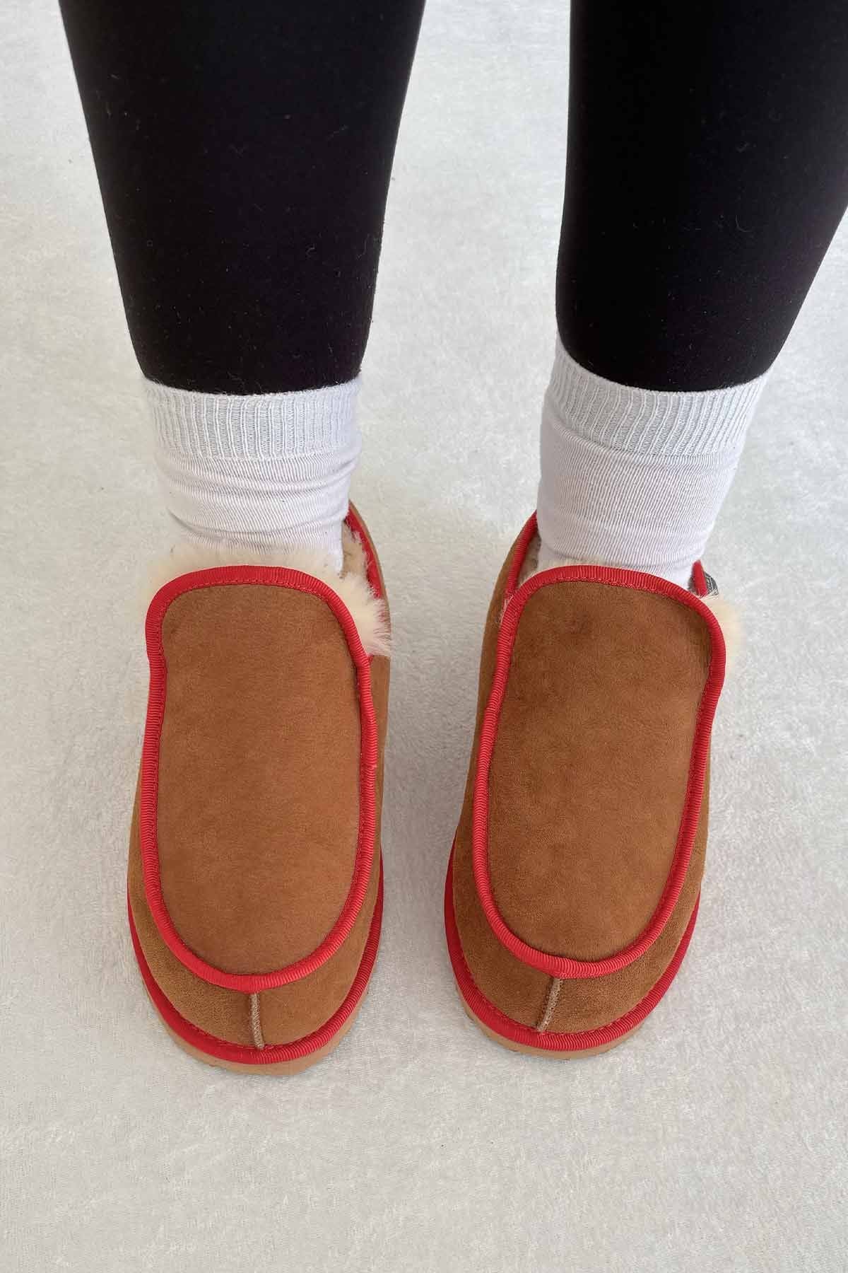 Pegia Genuine Sheepskin Fur House Shoe 191212  - Chestnut