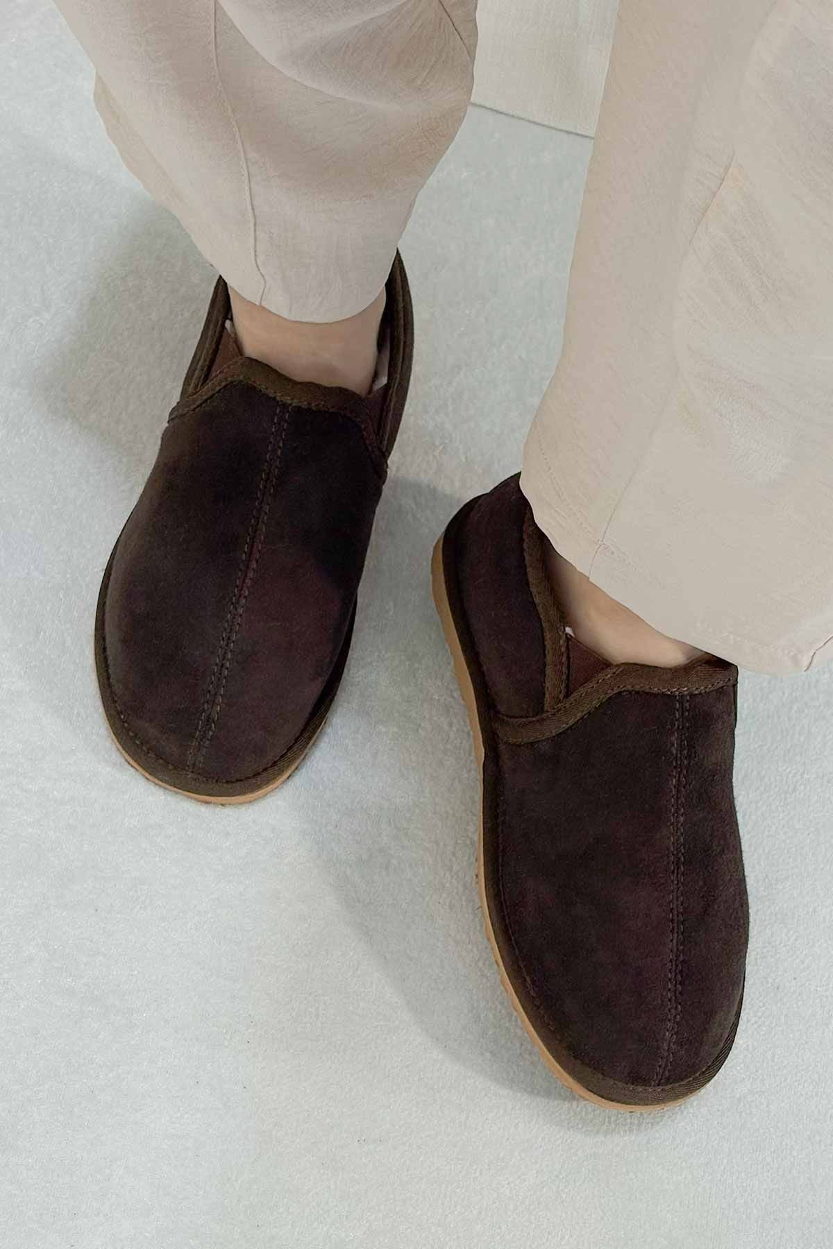 Pegia Genuine Suede Sheepskin Home Shoe 191221  - Choco