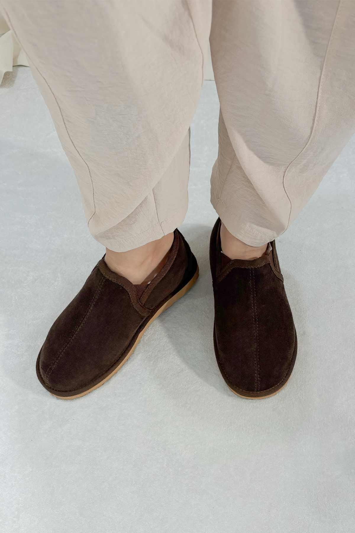 Pegia Genuine Suede Sheepskin Home Shoe 191221  - Choco