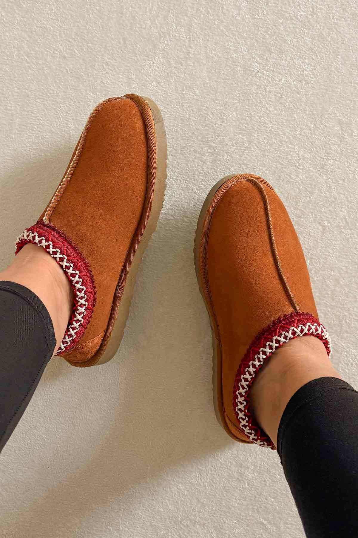 Pegia Women's Genuine Sheepskin Boots 191162  - Chestnut