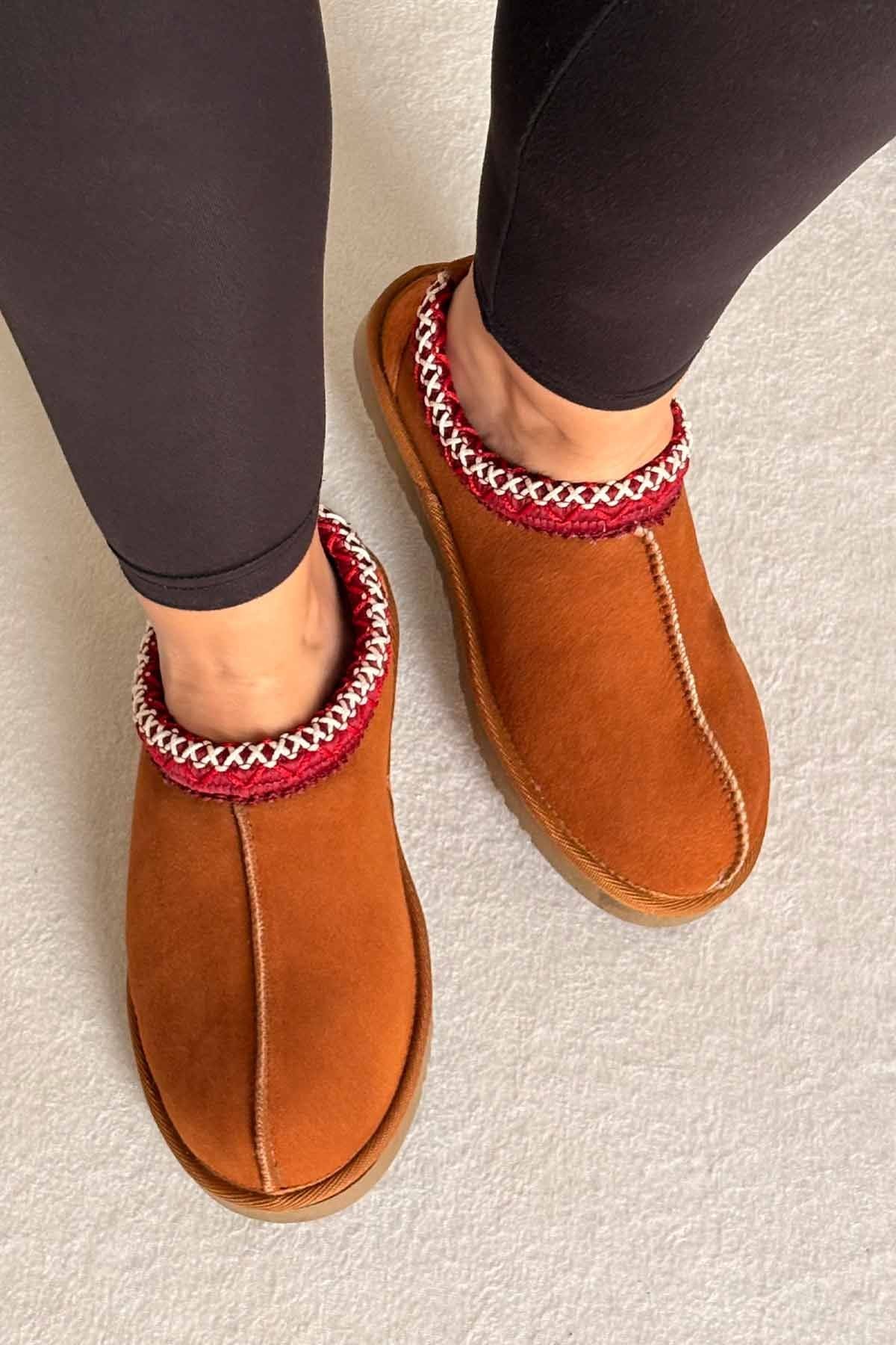 Pegia Women's Genuine Sheepskin Boots 191162  - Chestnut