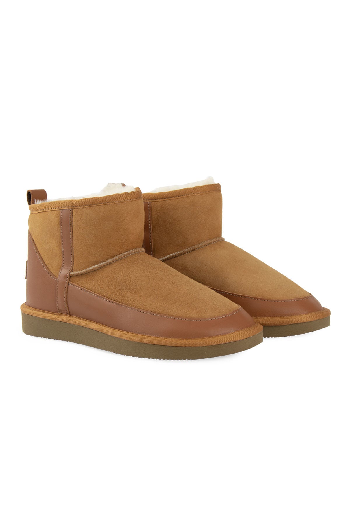 Pegia Women’s Genuine Fur Mini Boots 191166  - Chestnut