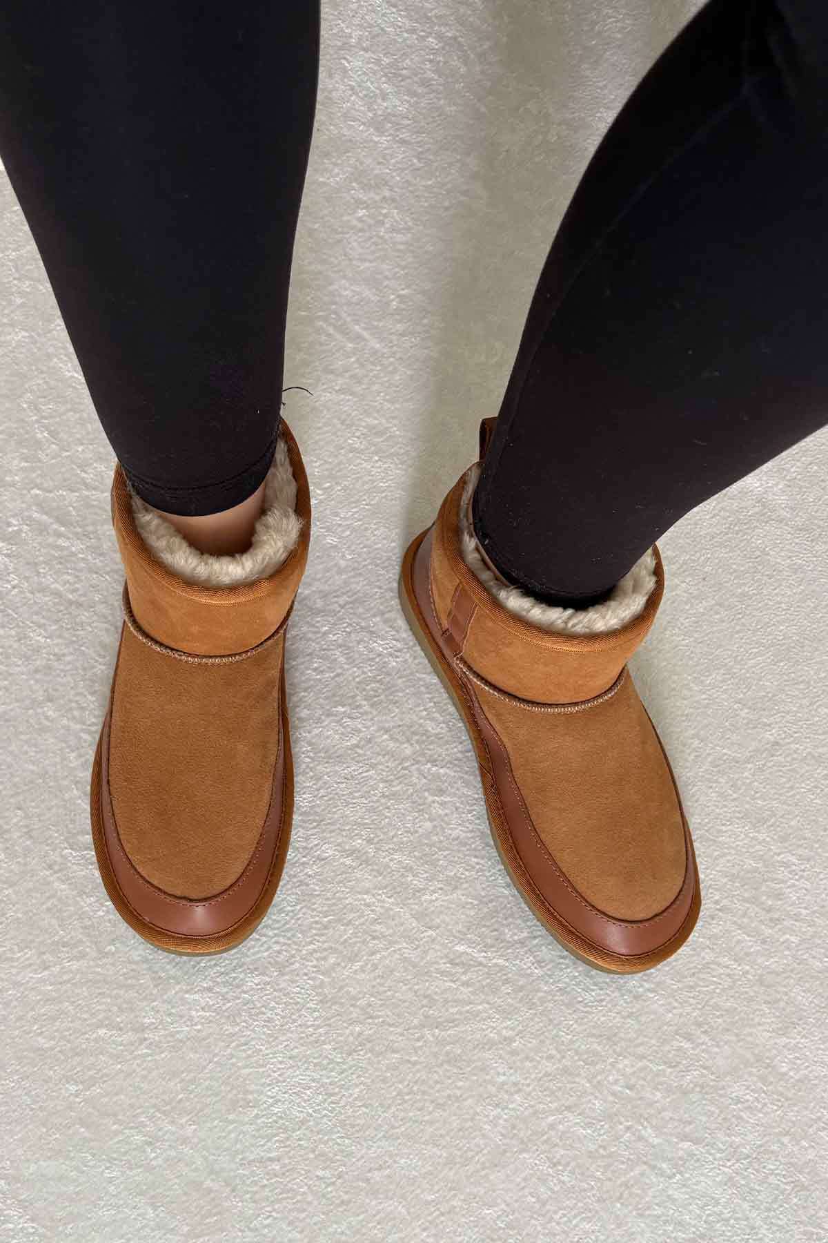 Pegia Women’s Genuine Fur Mini Boots 191166  - Chestnut