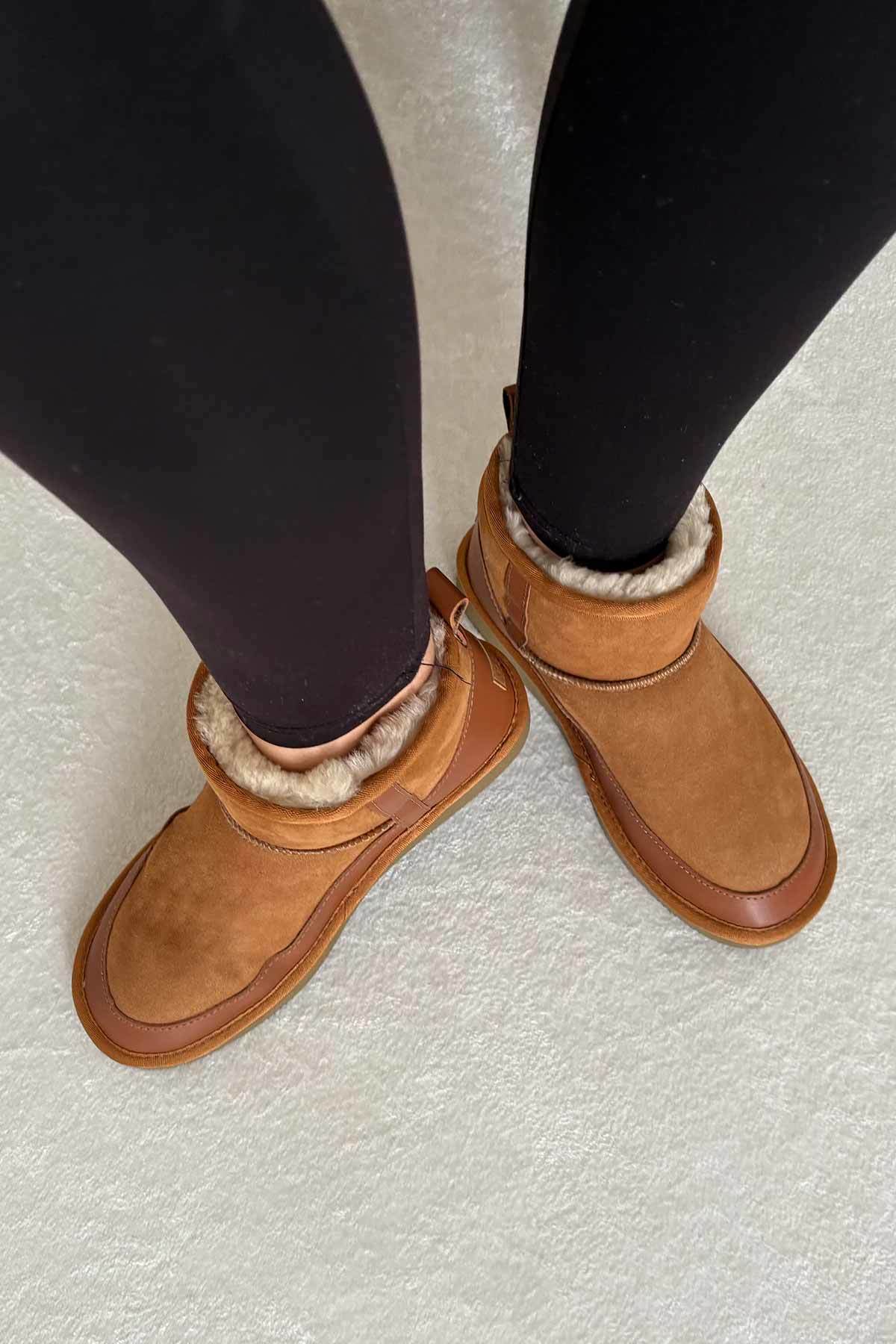 Pegia Women’s Genuine Fur Mini Boots 191166  - Chestnut