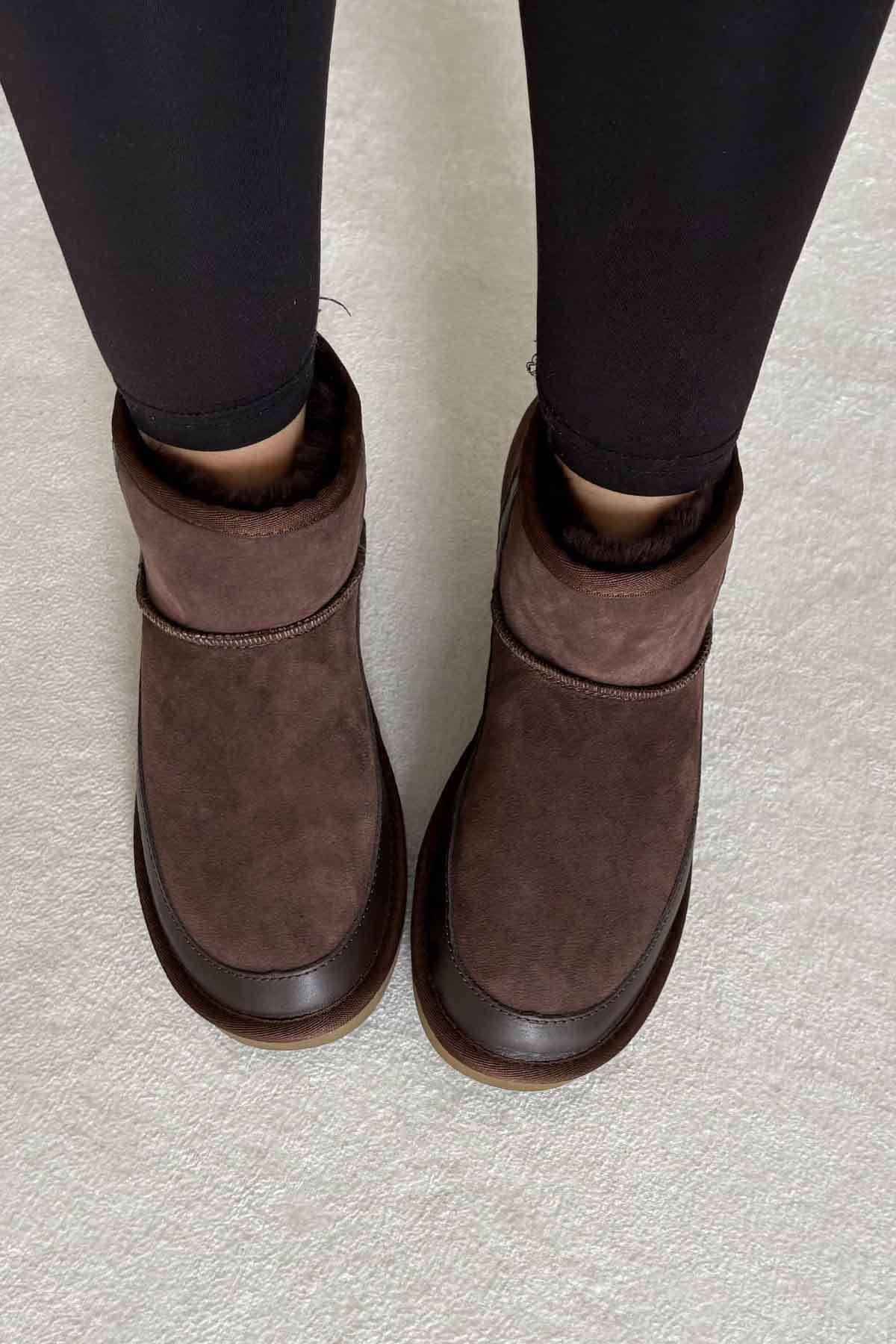 Pegia Women’s Genuine Fur Mini Boots 191166  - Choco