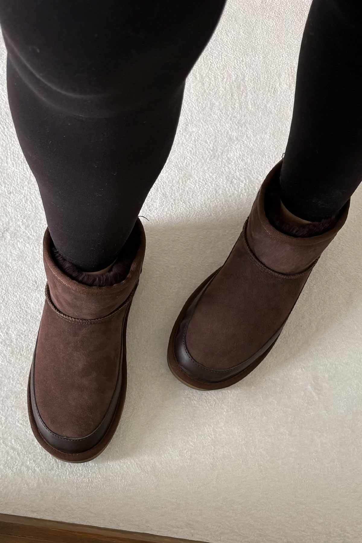Pegia Women’s Genuine Fur Mini Boots 191166  - Choco