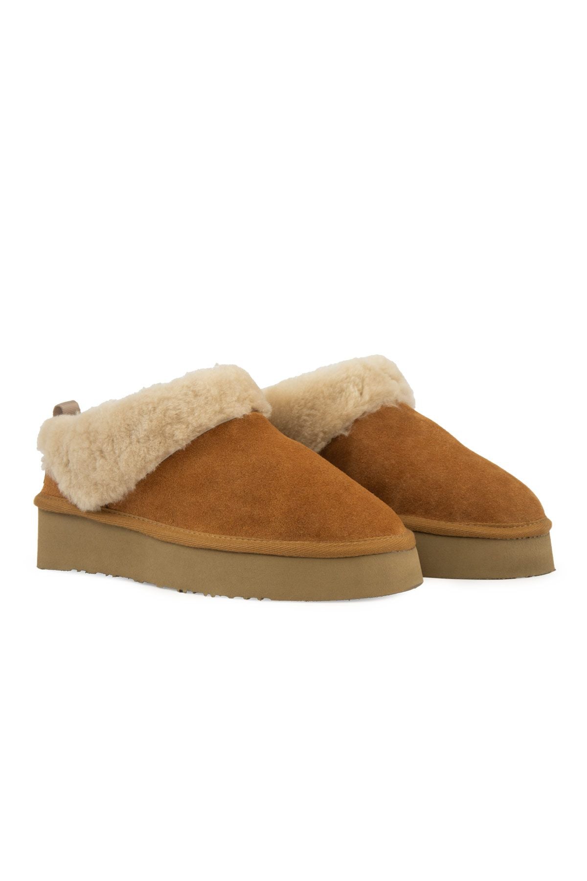 Pegia Women’s Genuine Sheepskin Mini Boots  - Chestnut