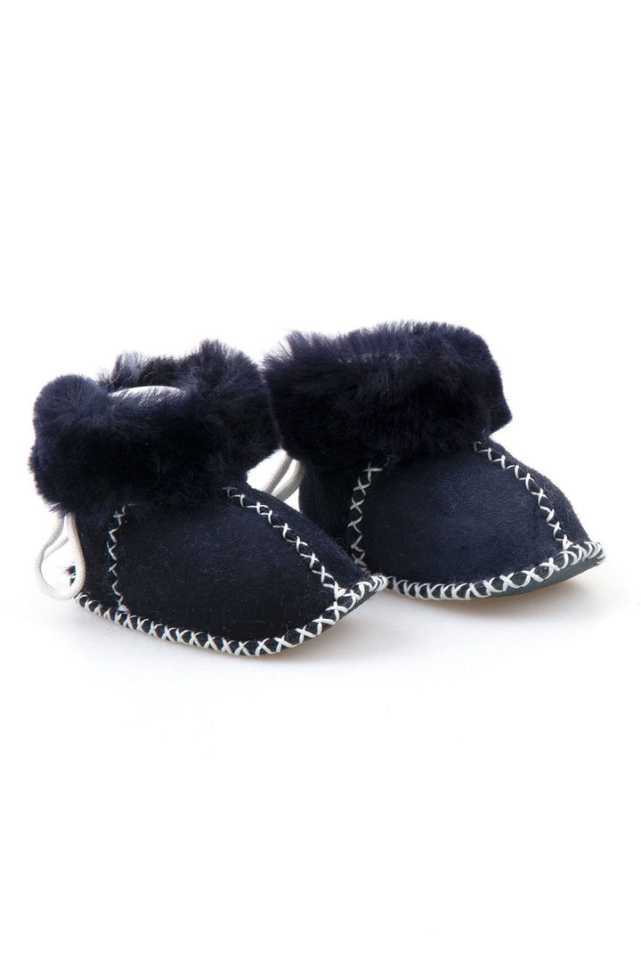 Pegia Shearling Baby's Booties 141114  - Navy