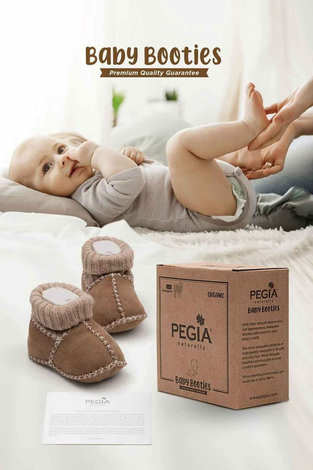 Pegia Shearling Baby Booties 141204  - Cream