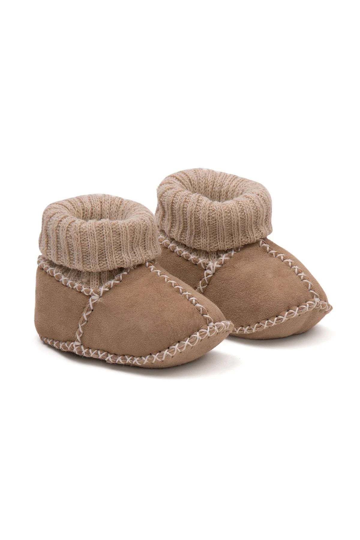 Pegia Shearling Baby Booties 141204  - Stone