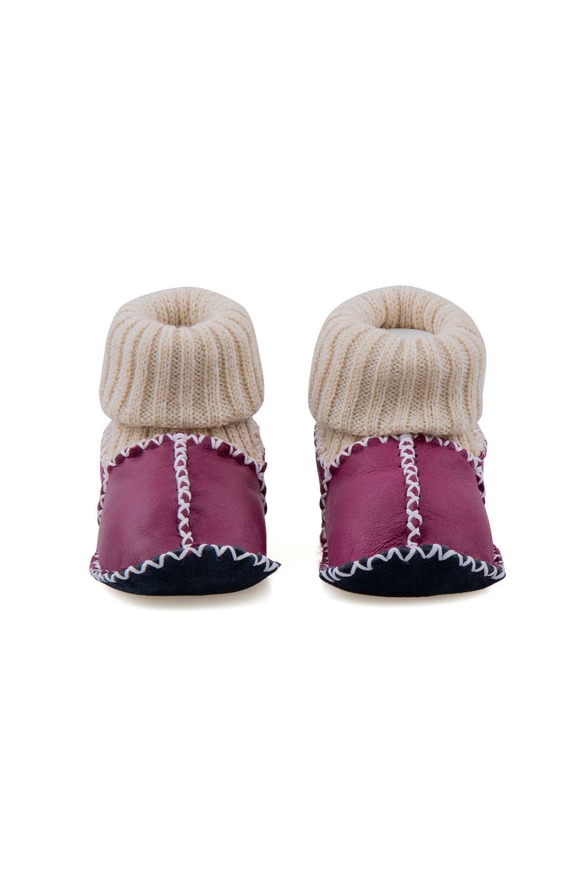 Pegia Shearling Baby's Booties With Socks 141107  - Plum