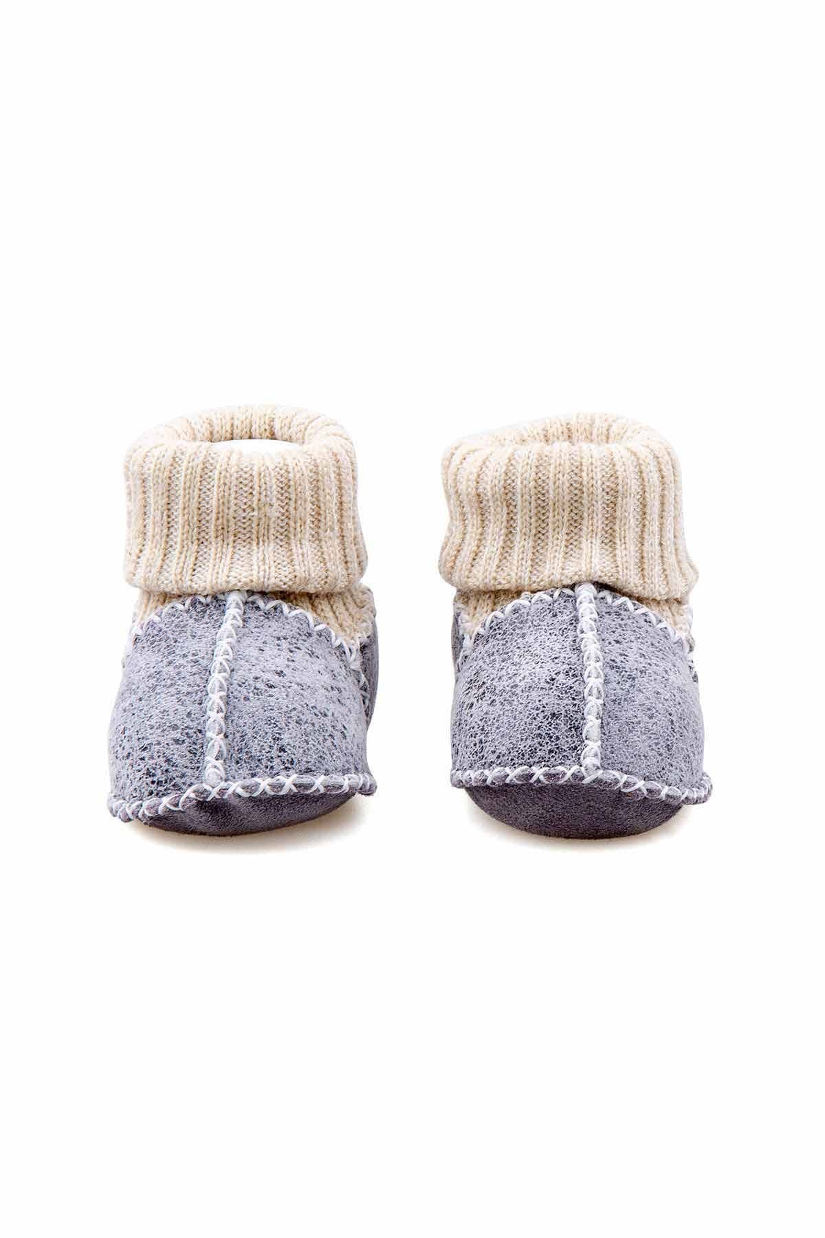Pegia Shearling Baby's Booties With Socks 141107  - Charcoal