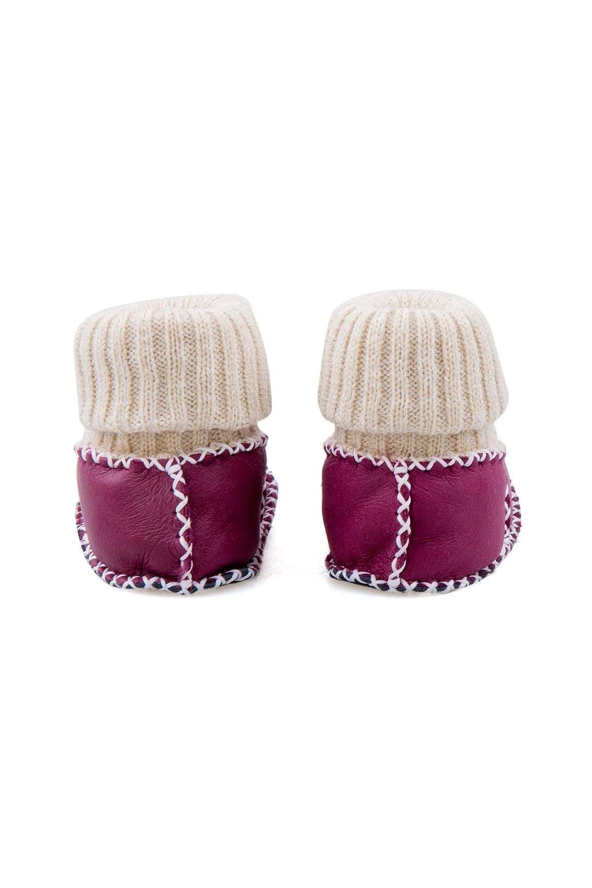 Pegia Shearling Baby's Booties With Socks 141107  - Plum