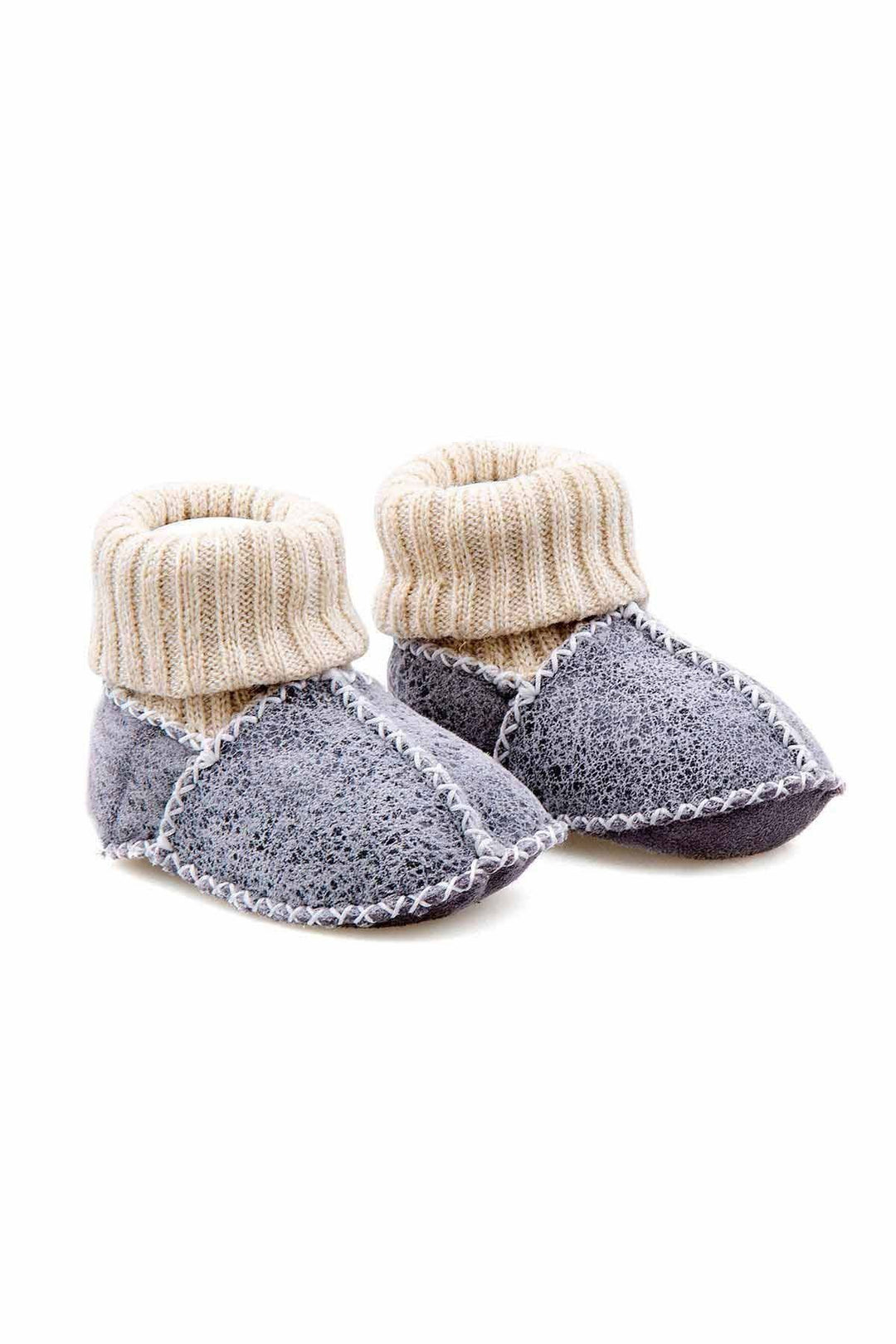 Pegia Shearling Baby's Booties With Socks 141107  - Charcoal