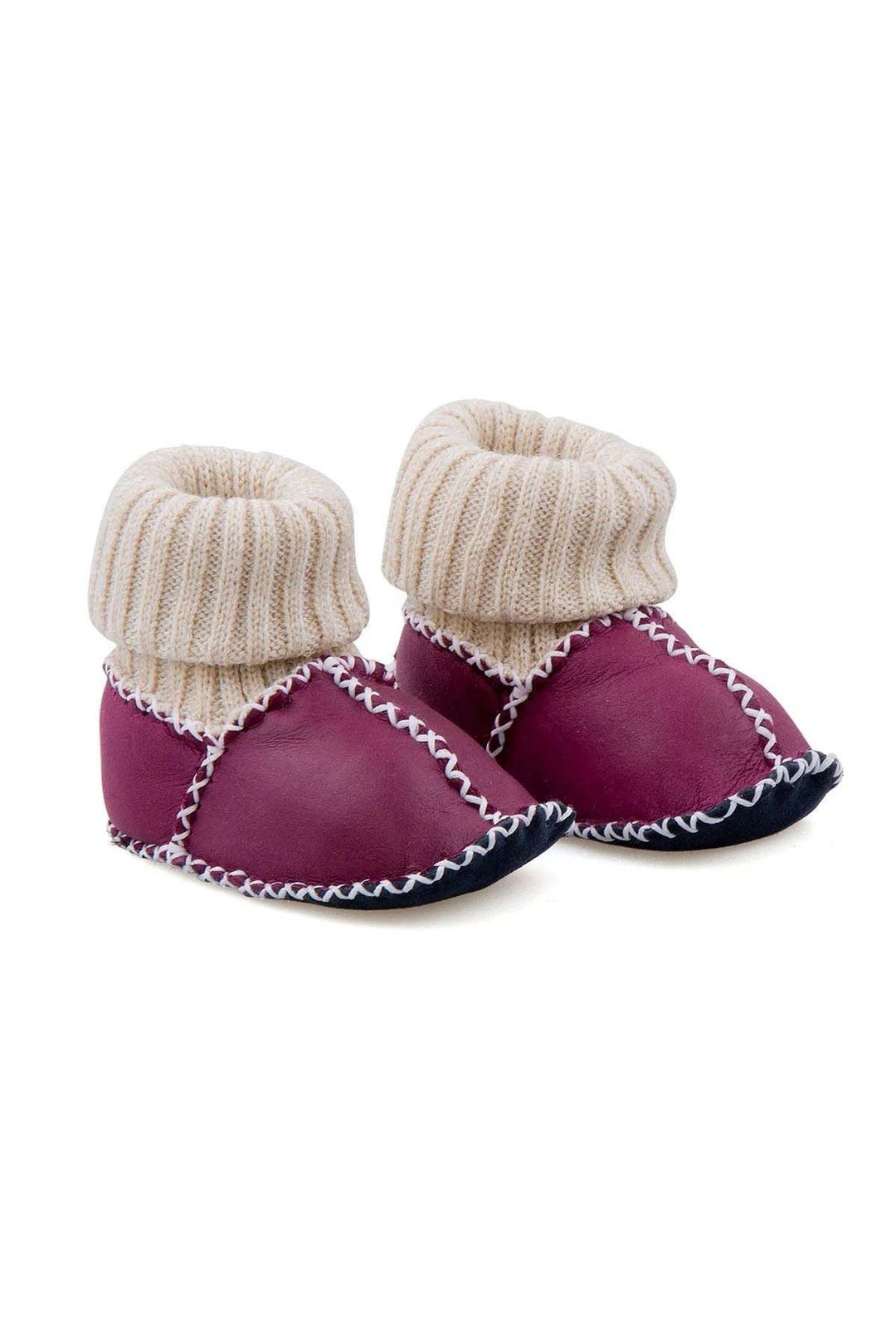 Pegia Shearling Baby's Booties With Socks 141107  - Plum