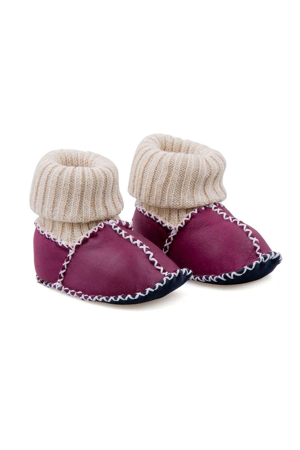 Pegia Shearling Baby's Booties With Socks 141107  - Plum