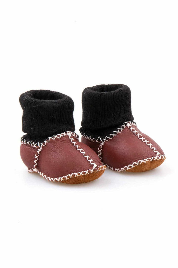 Pegia Shearling Baby's Booties With Socks 141112  - Burgundy
