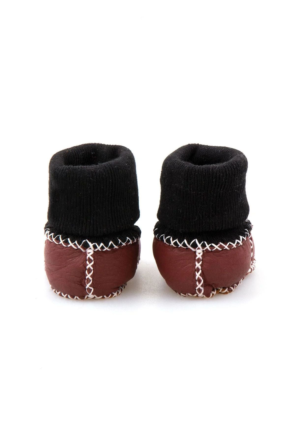 Pegia Shearling Baby's Booties With Socks 141112  - Burgundy