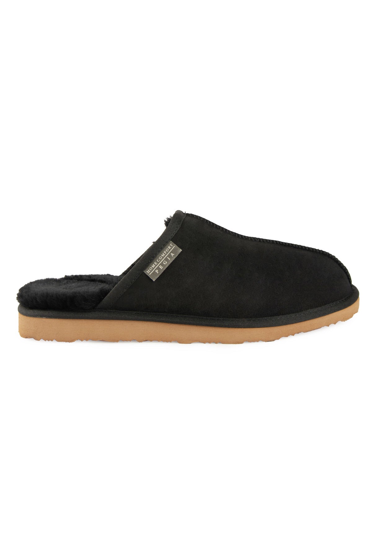 Pegia Men's Sheepskin House Slippers 111030  - Black