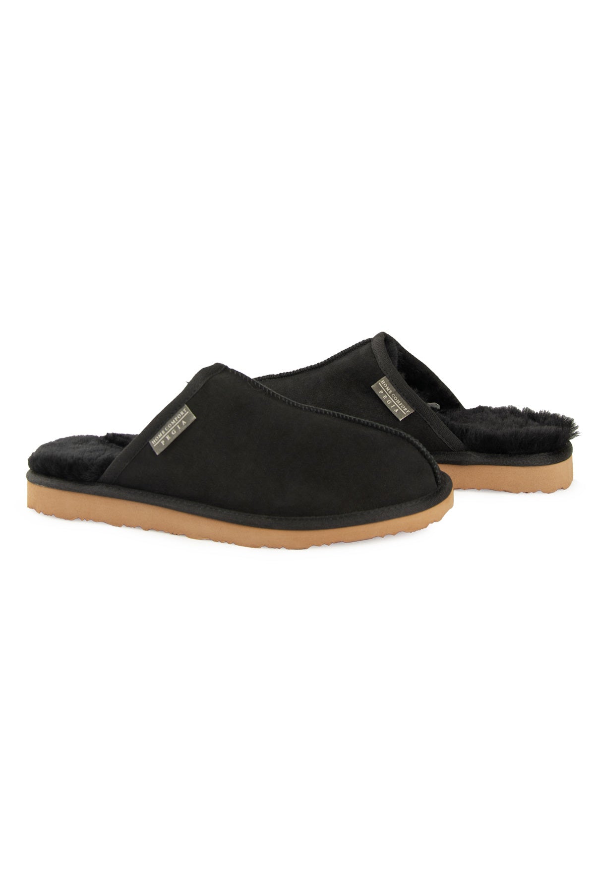 Pegia Men's Sheepskin House Slippers 111030  - Black