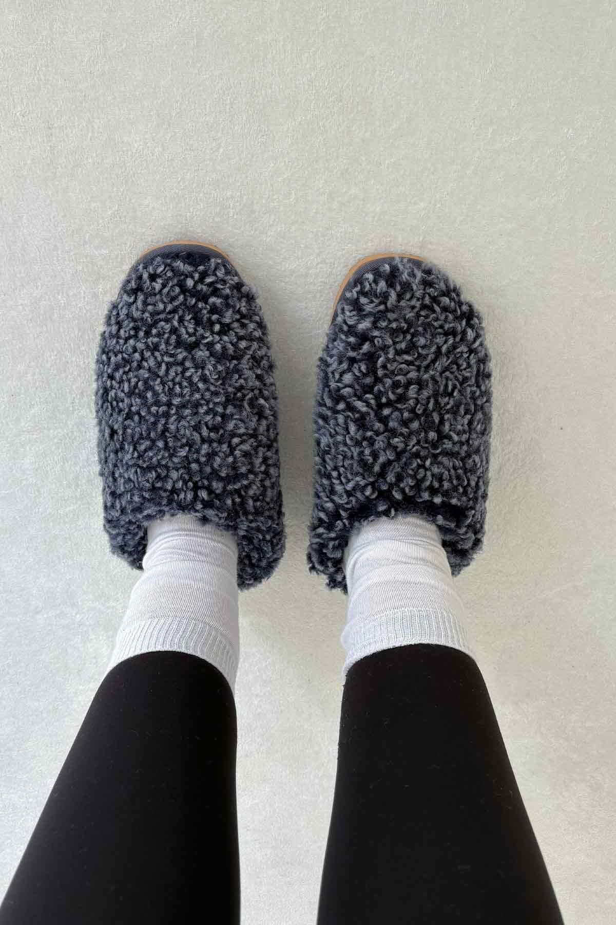 Pegia Genuine Sheepskin Fur House Slipper 191213  - Navy