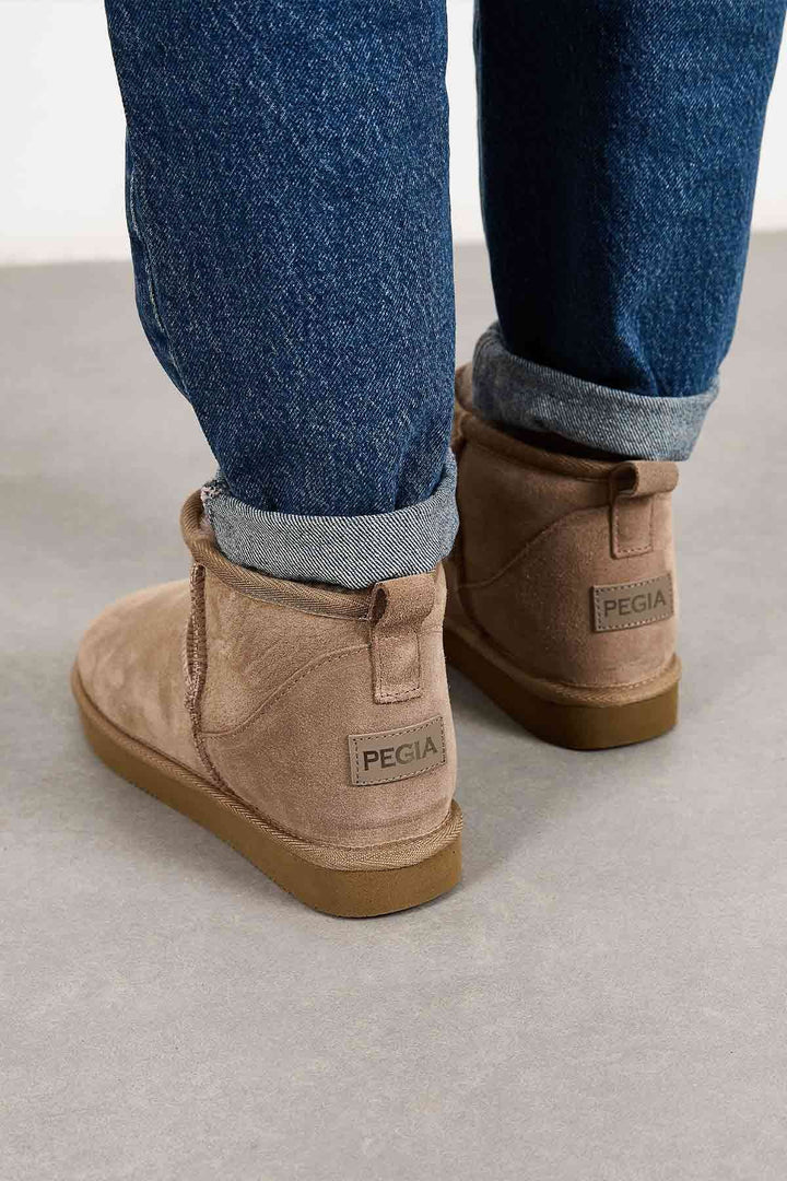 Pegia Genuine Suede Women's Mini Boots 191130  - Stone