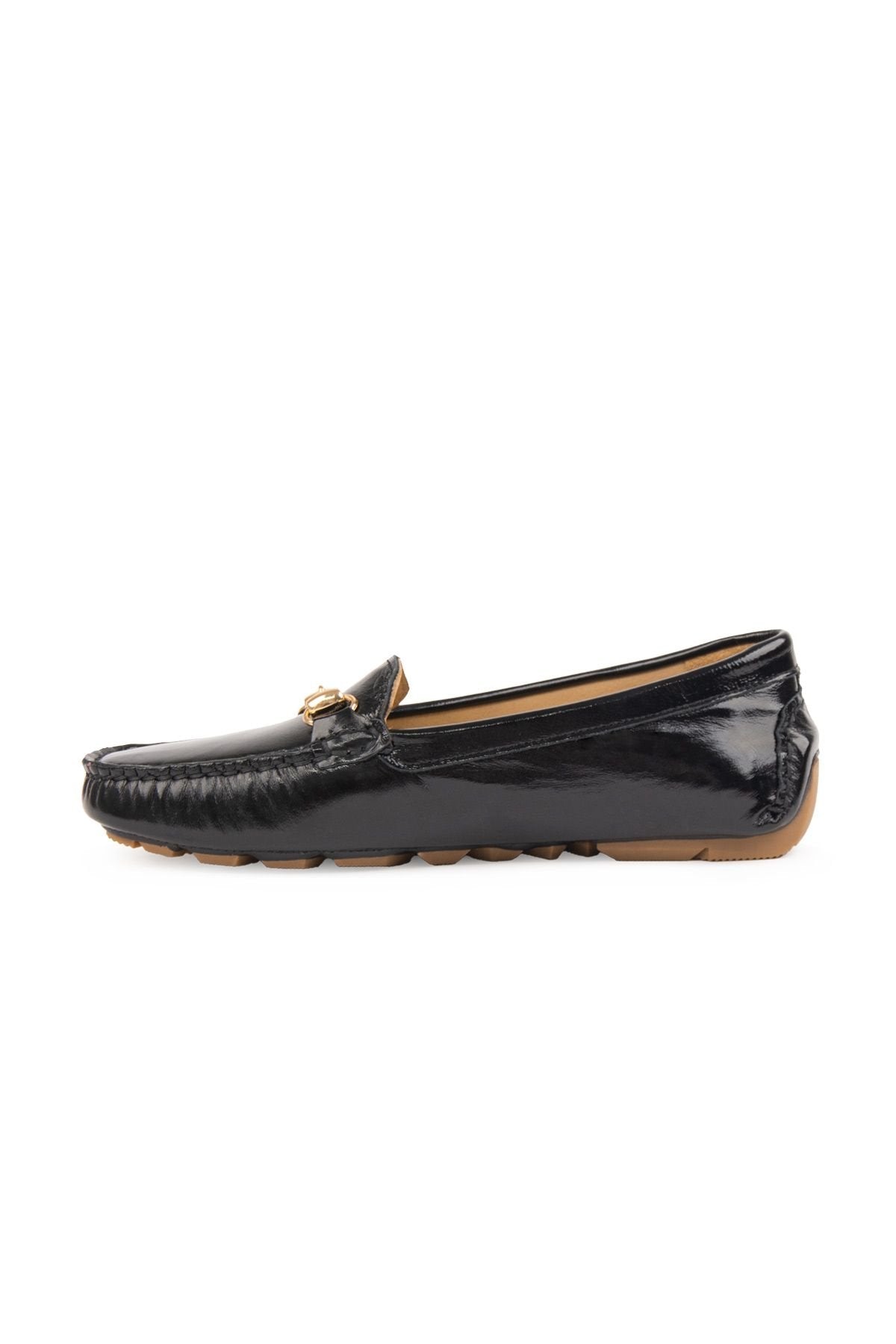 Pegia Genuine Leather Women's Buckled Loafers 700909  - Black