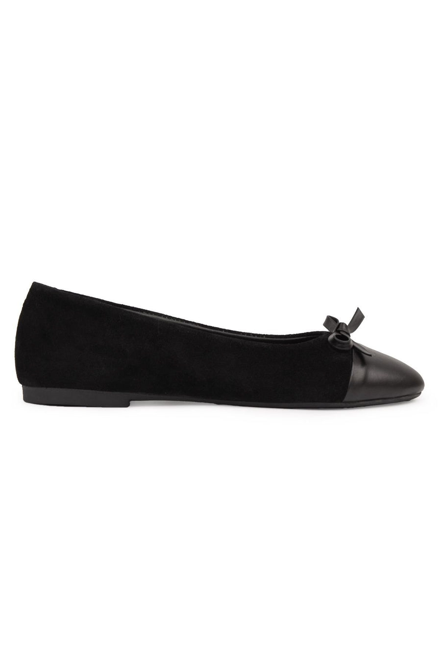 Pegia Genuine Suede Bow Ballet Flats DG6049  - Black