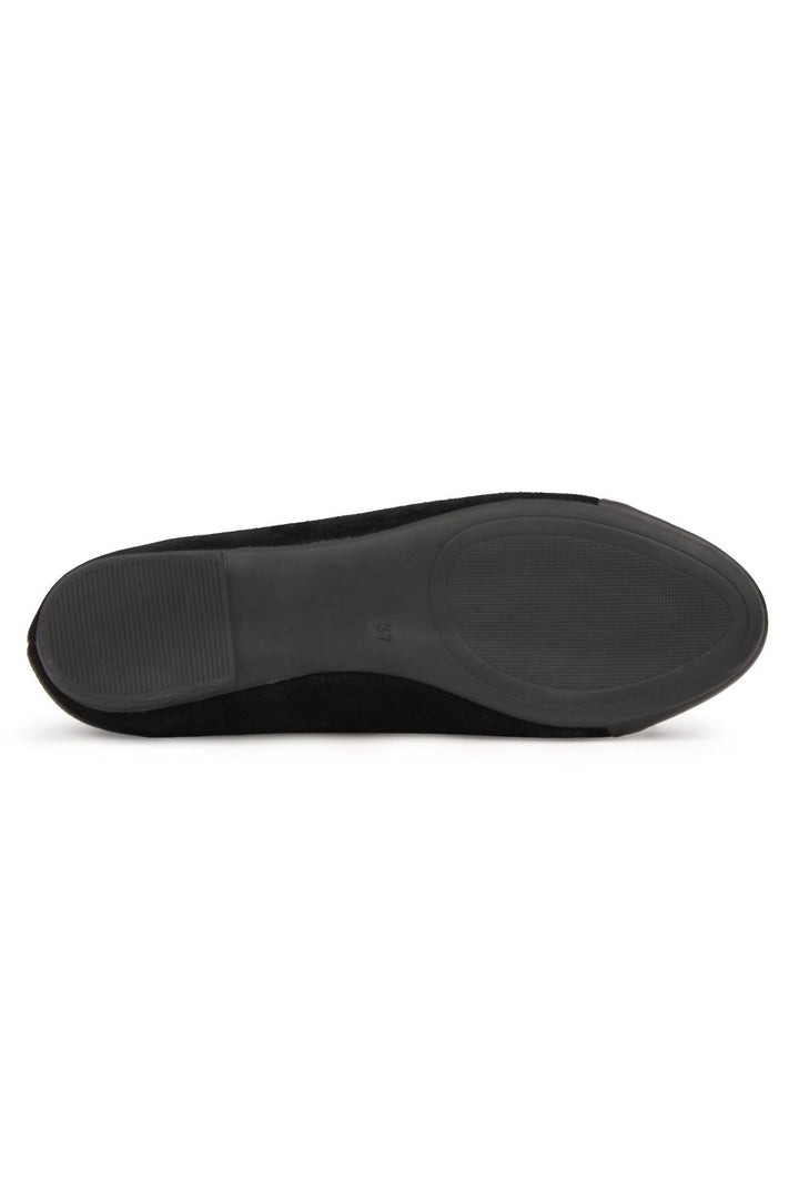 Pegia Genuine Suede Bow Ballet Flats DG6049  - Black