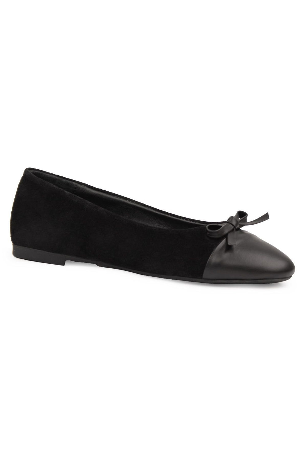 Pegia Genuine Suede Bow Ballet Flats DG6049  - Black